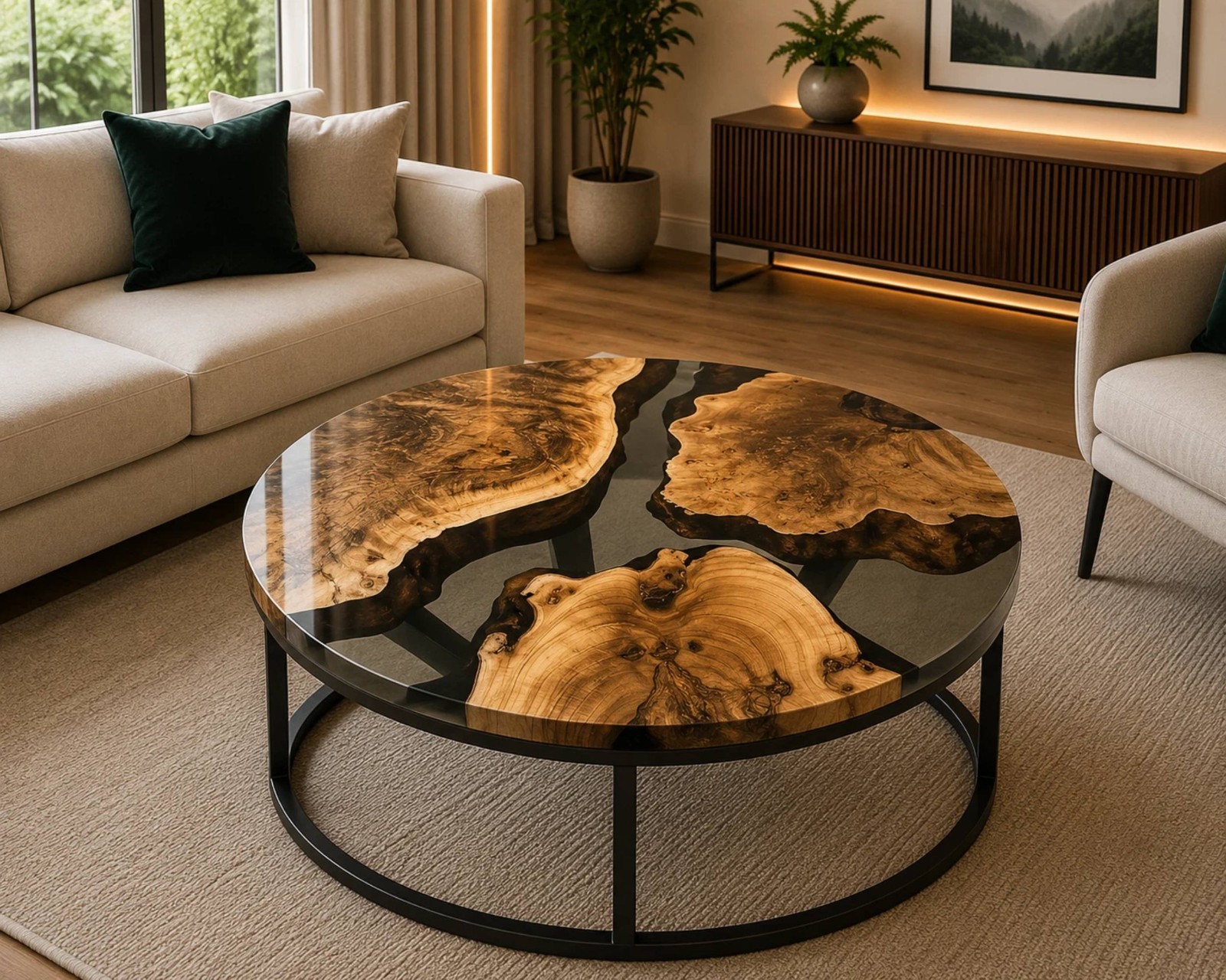 Live Edge Table, Round Epoxy Table, Wood Dining Table, Epoxy Resin Table Top