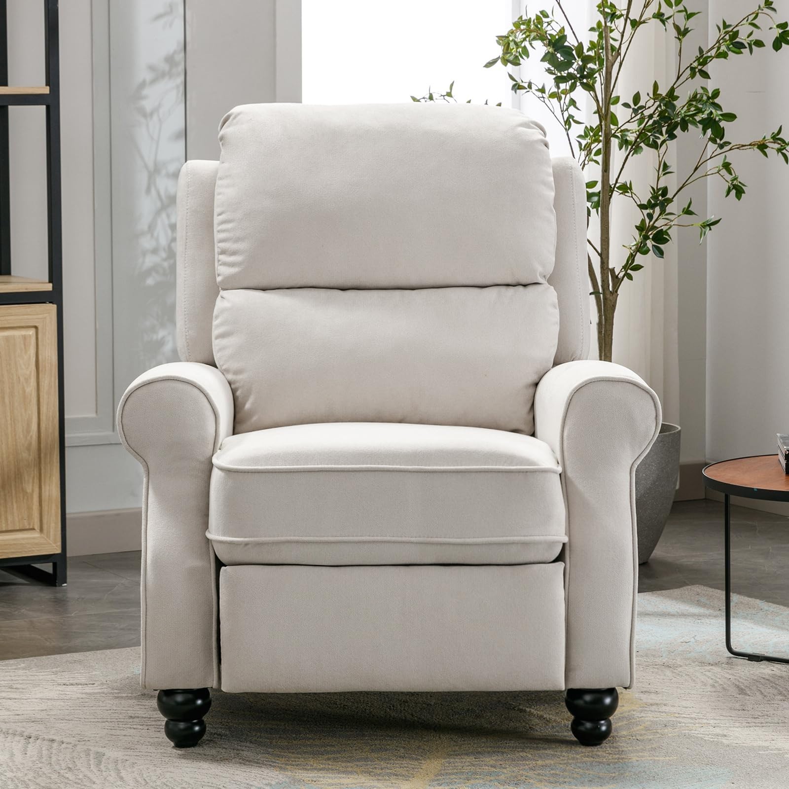 EBELLO Pushback Recliner Chair, Single Sofa Chair w/ Padded Seat Solid Wood Legs