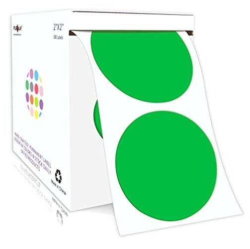 2” Color Coding Labels Circle Dot Stickers,500 per Roll 1 Roll-500 Pack Green