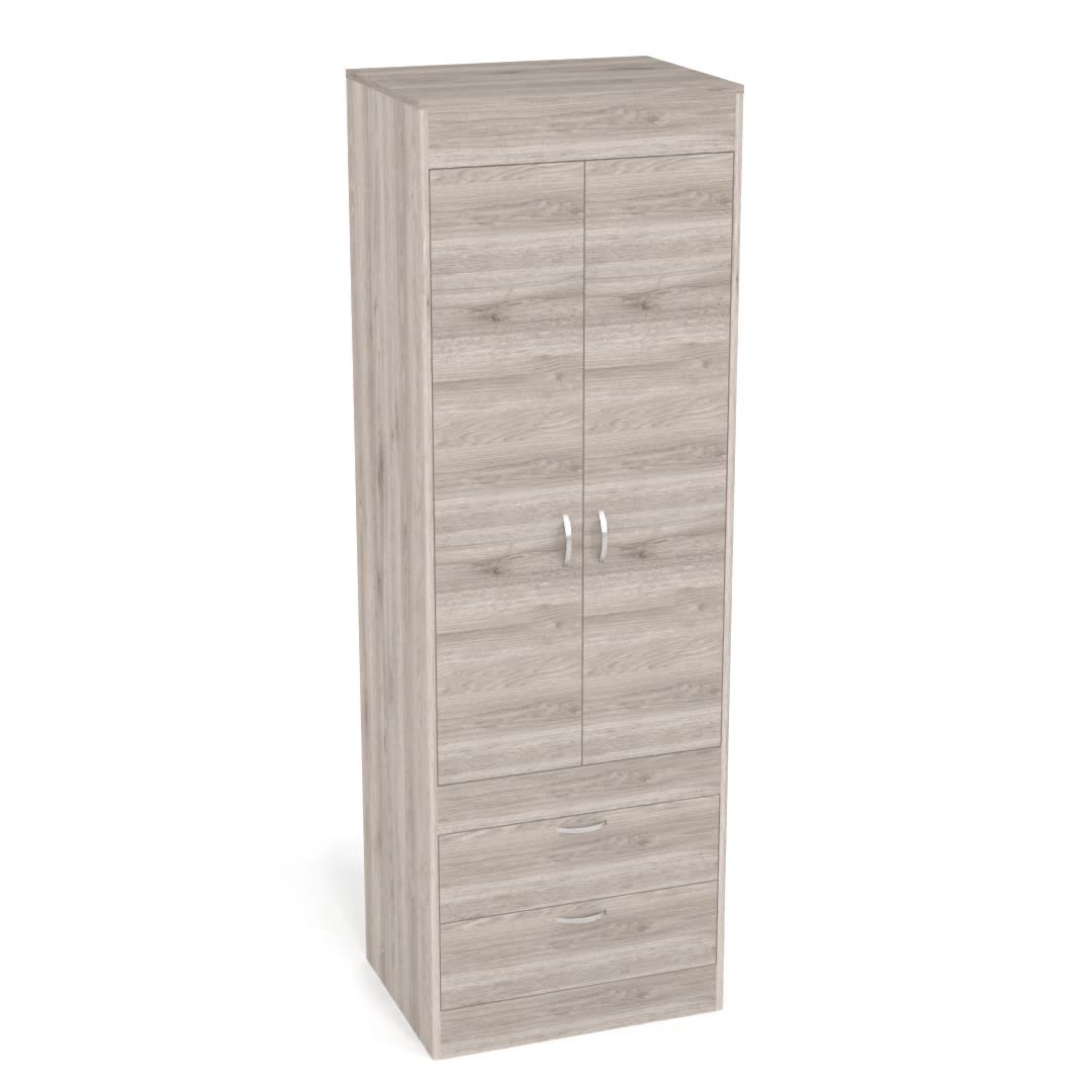 Lisboa 2-Door Armoire Light Gray Particle Board Wardrobe