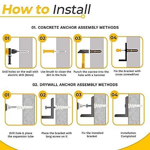 1/4″ Thick Heavy Duty Shelf Brackets, 4 Pack, Max. 110lb, 0.25″Thk 10.25″X6.25″