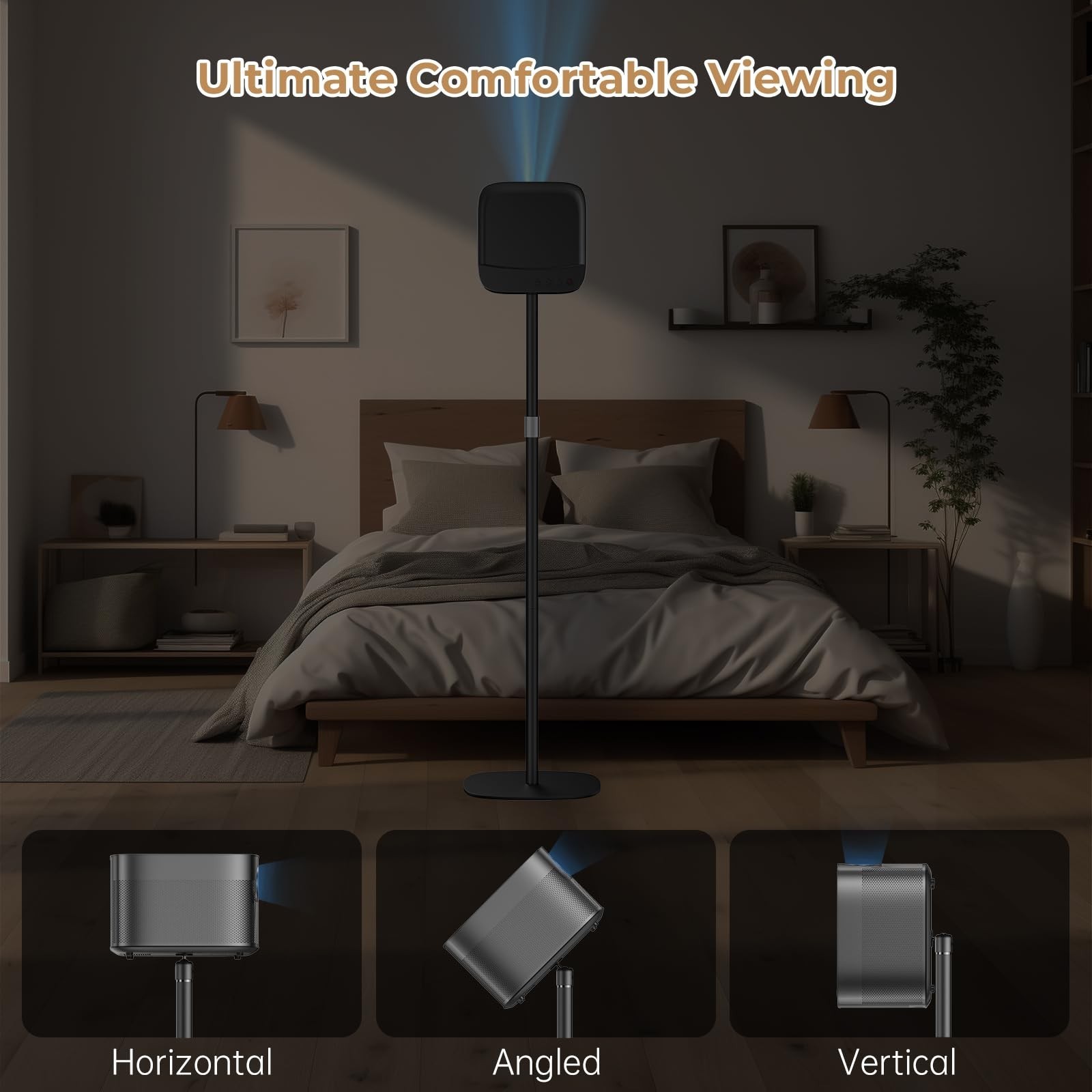 Projector Stand: Floor Mount with Adjustable Height 20”-50”, Universal Comp…