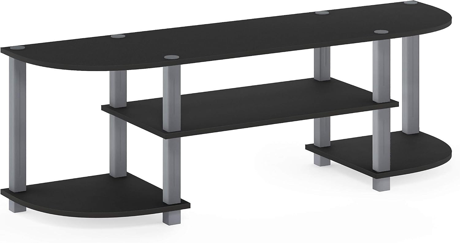 Stylish Wide TV Entertainment Center with Easy 10-Minute Assembly – Black/Grey