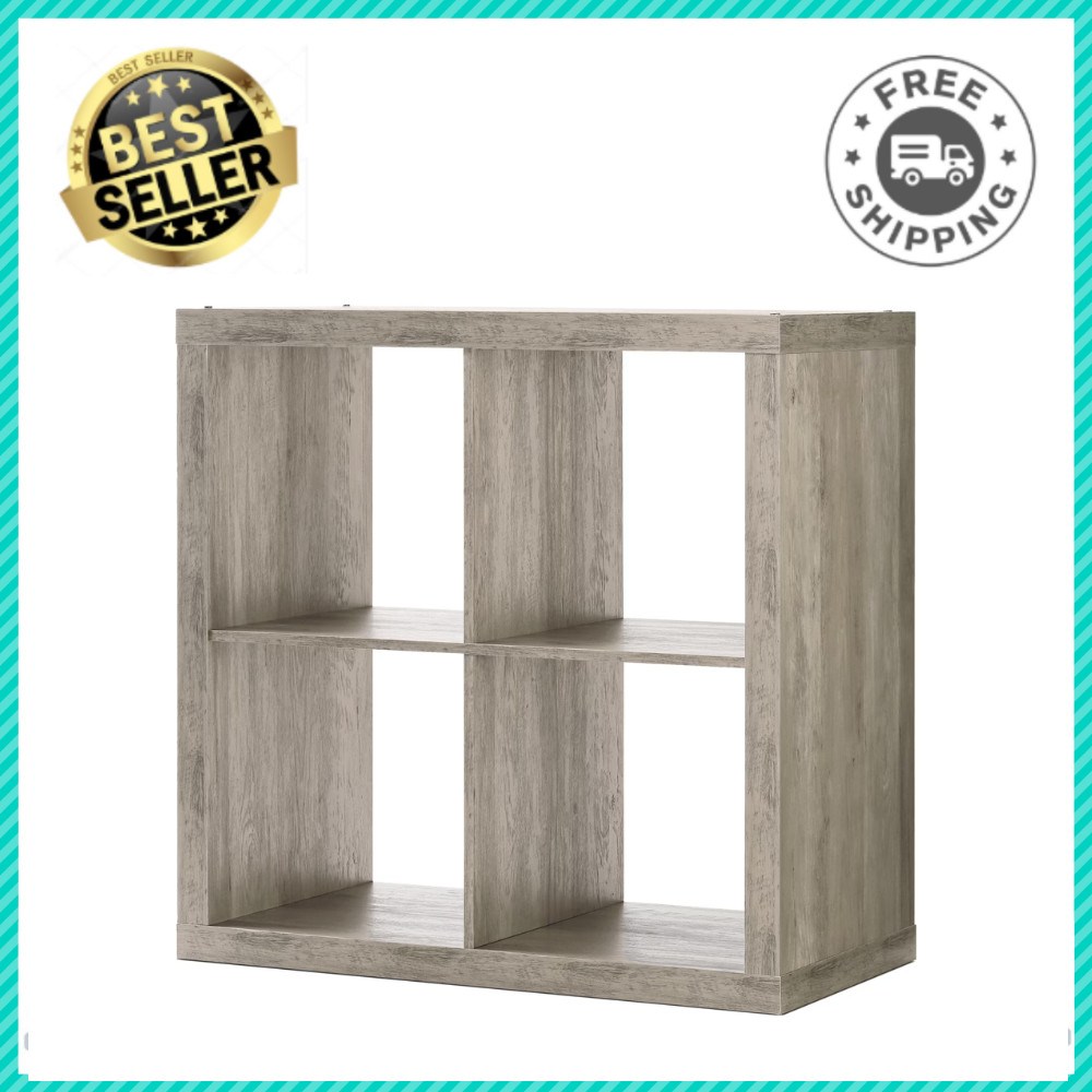 Better Homes & Gardens 4-Cube Storage Organizer, Rustic Gray Wood Display Shelf