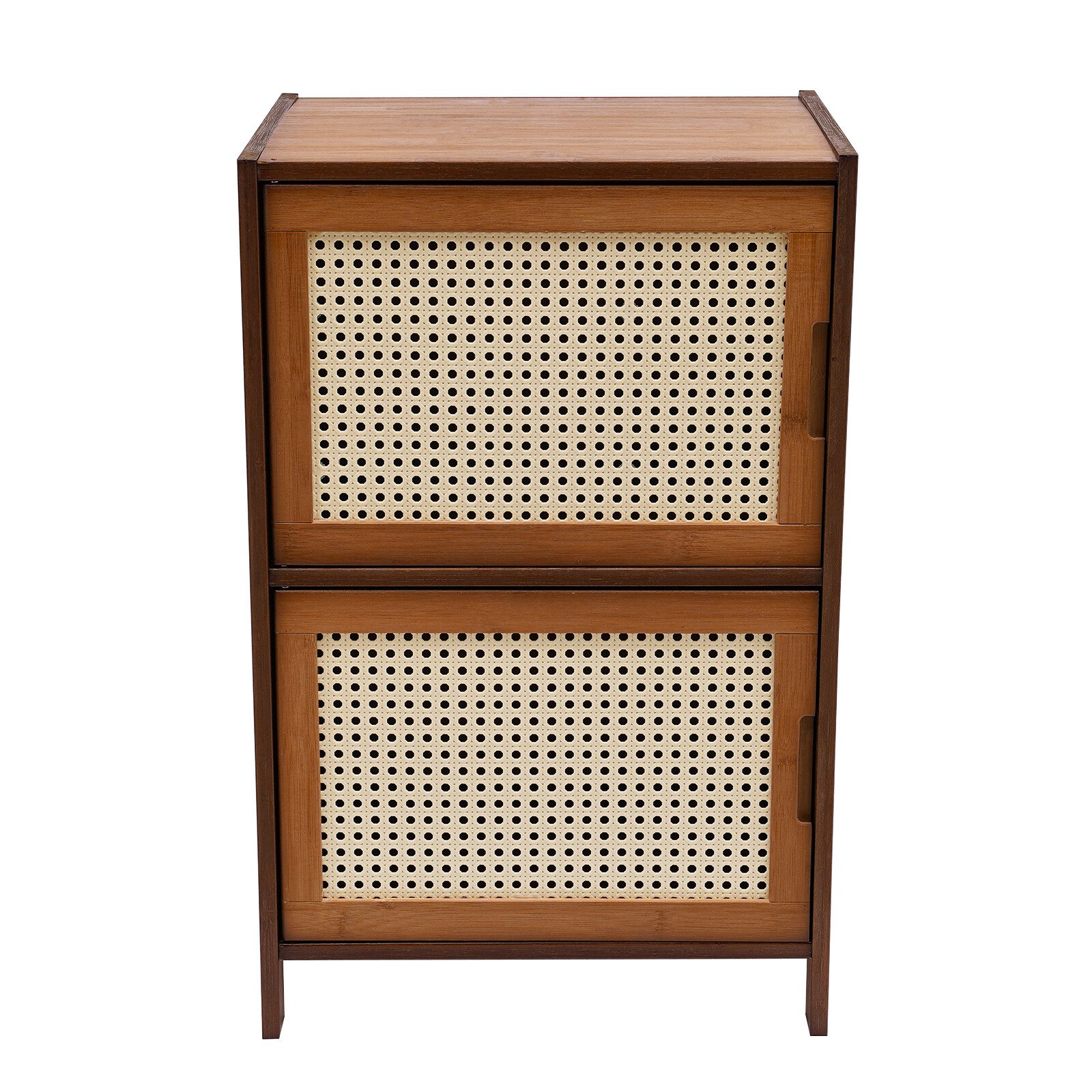 Modern Design Bamboo Bedside Table 2 Tier Nightstand Floor Standing