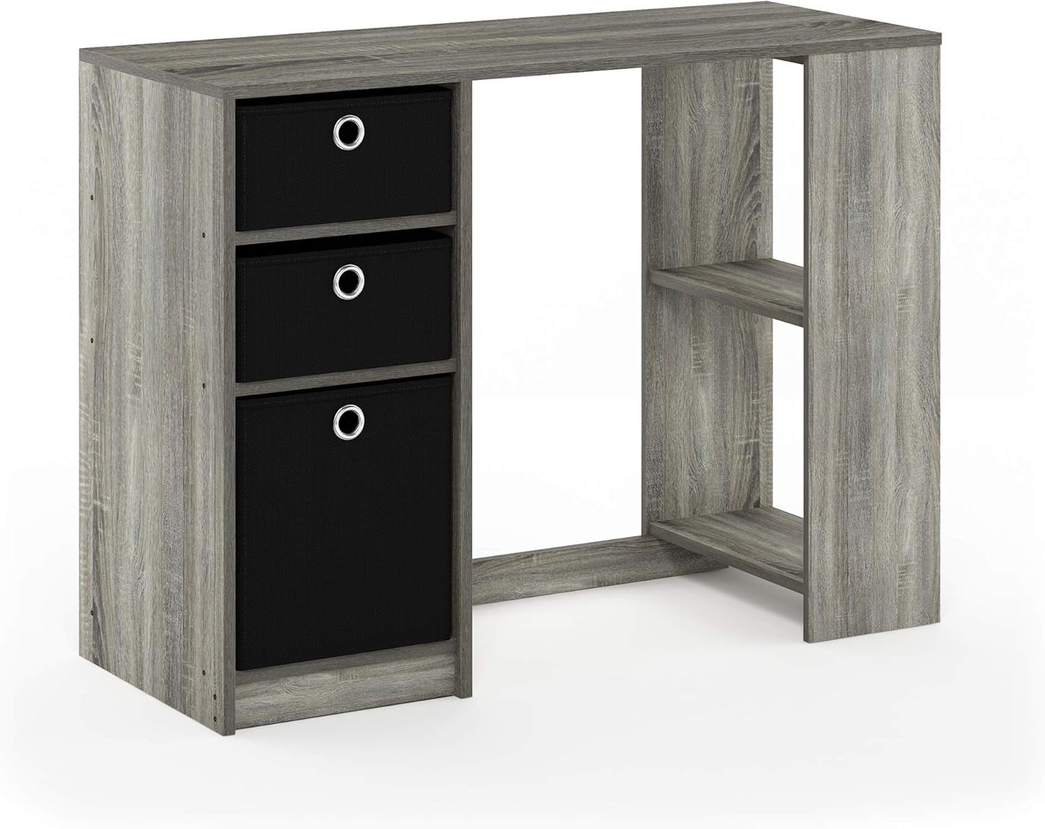Furinno Jaya Modern Computer Study Desk w/ Small Storage French Oak Grey/Black