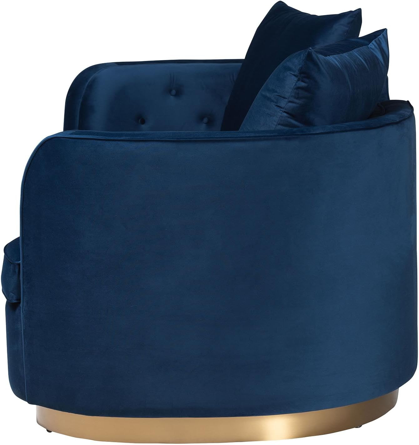 Navy Blue Velvet Sofa with Brushed Gold Metal Legs – Glam & Luxe Design