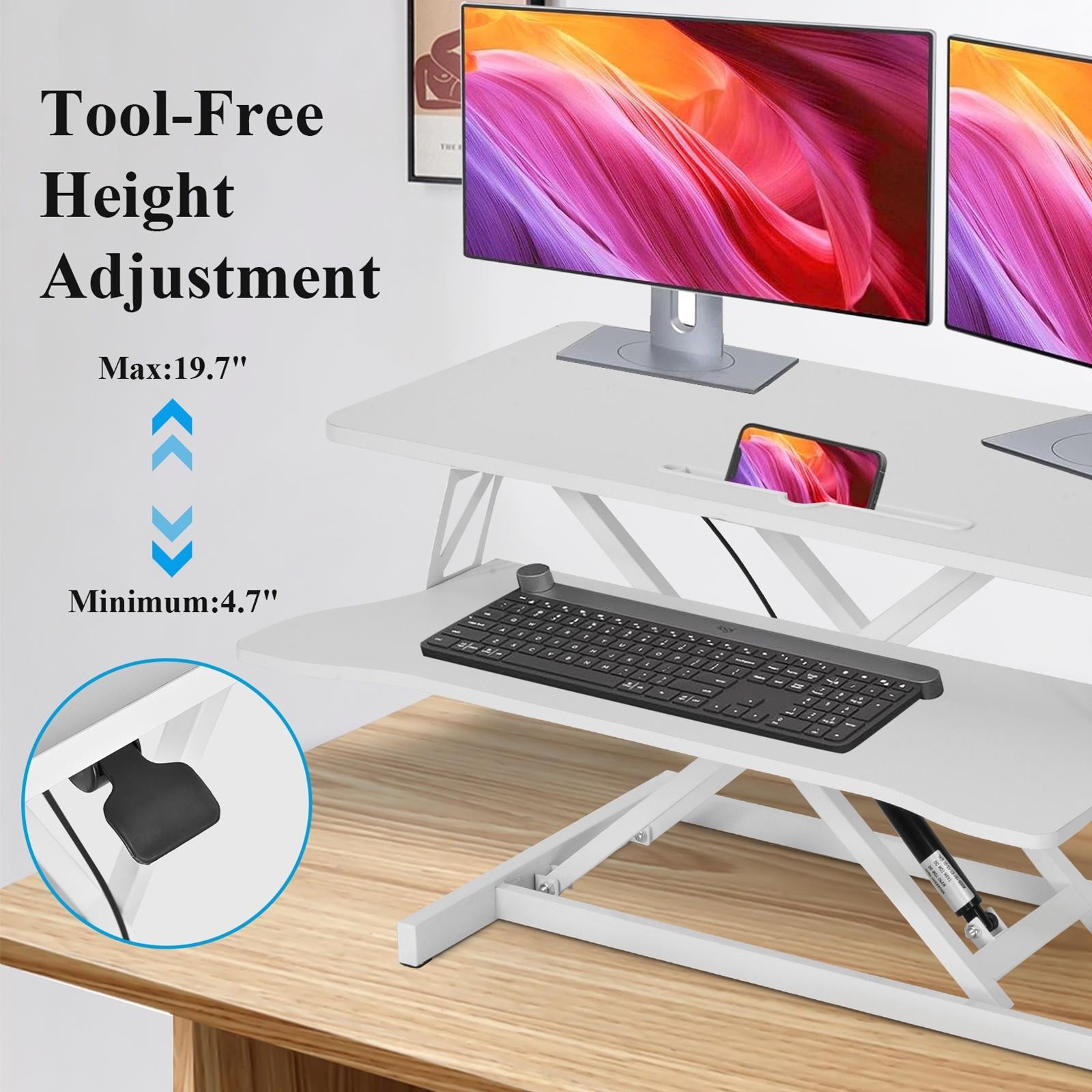 37″ Height Adjustable Home Office Computer Desk Converter Stand Up Desk Riser