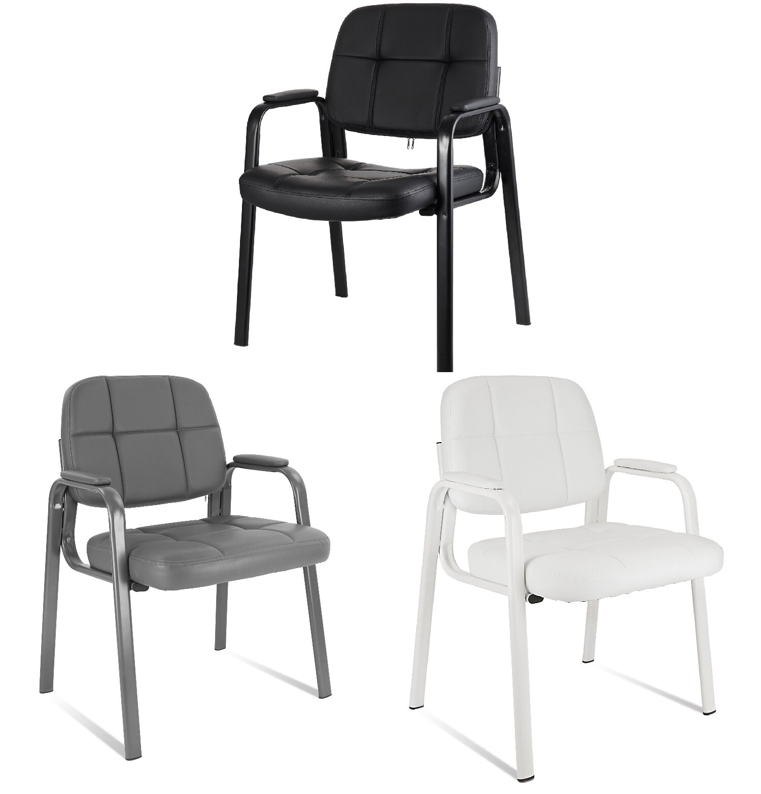 CLATINA Waiting Room Guest Chair Bonded Leather Padded Armrest Conference Desk