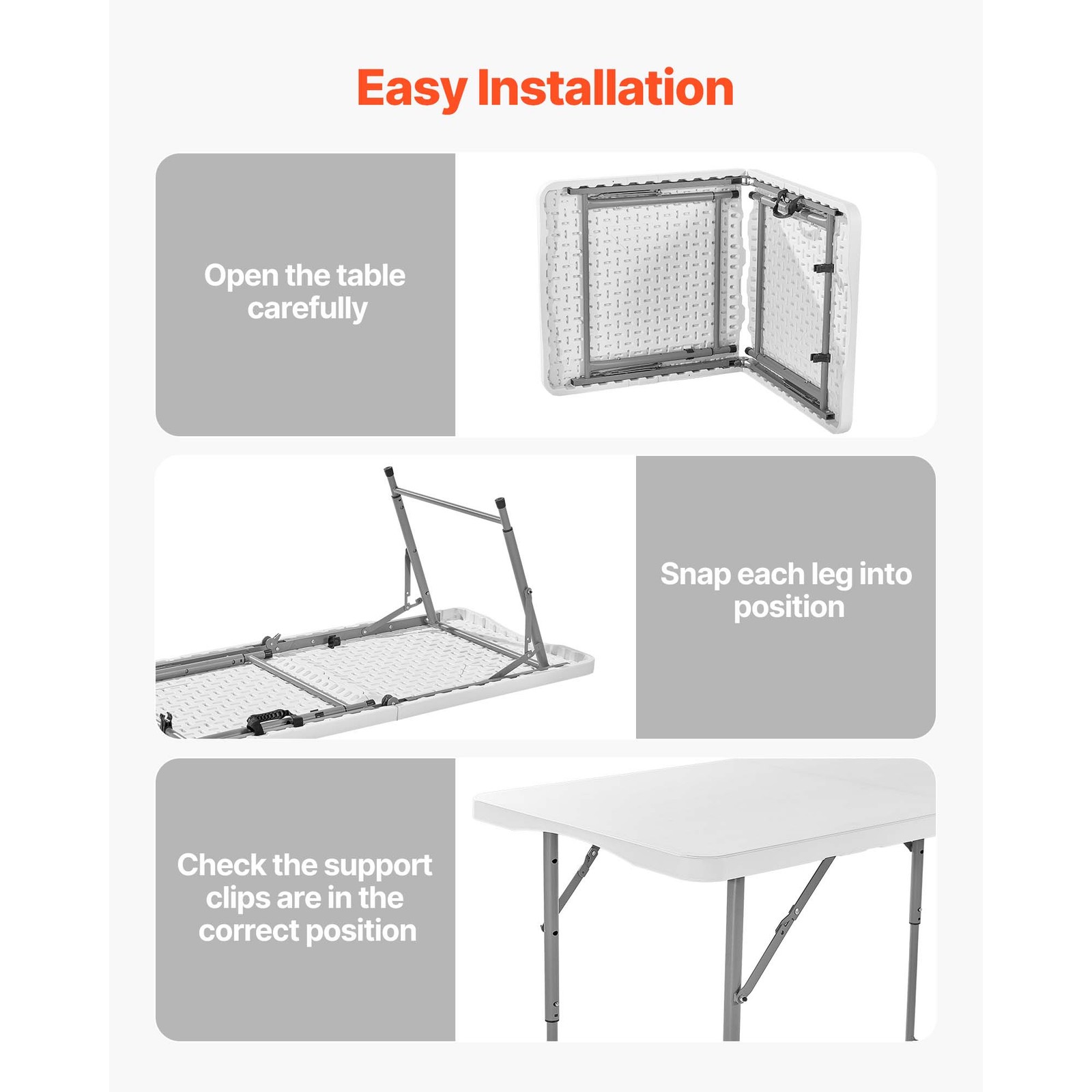 Uimoso 4 Ft Foldable Plastic Table with Handle for Indoor and Outdoor Use