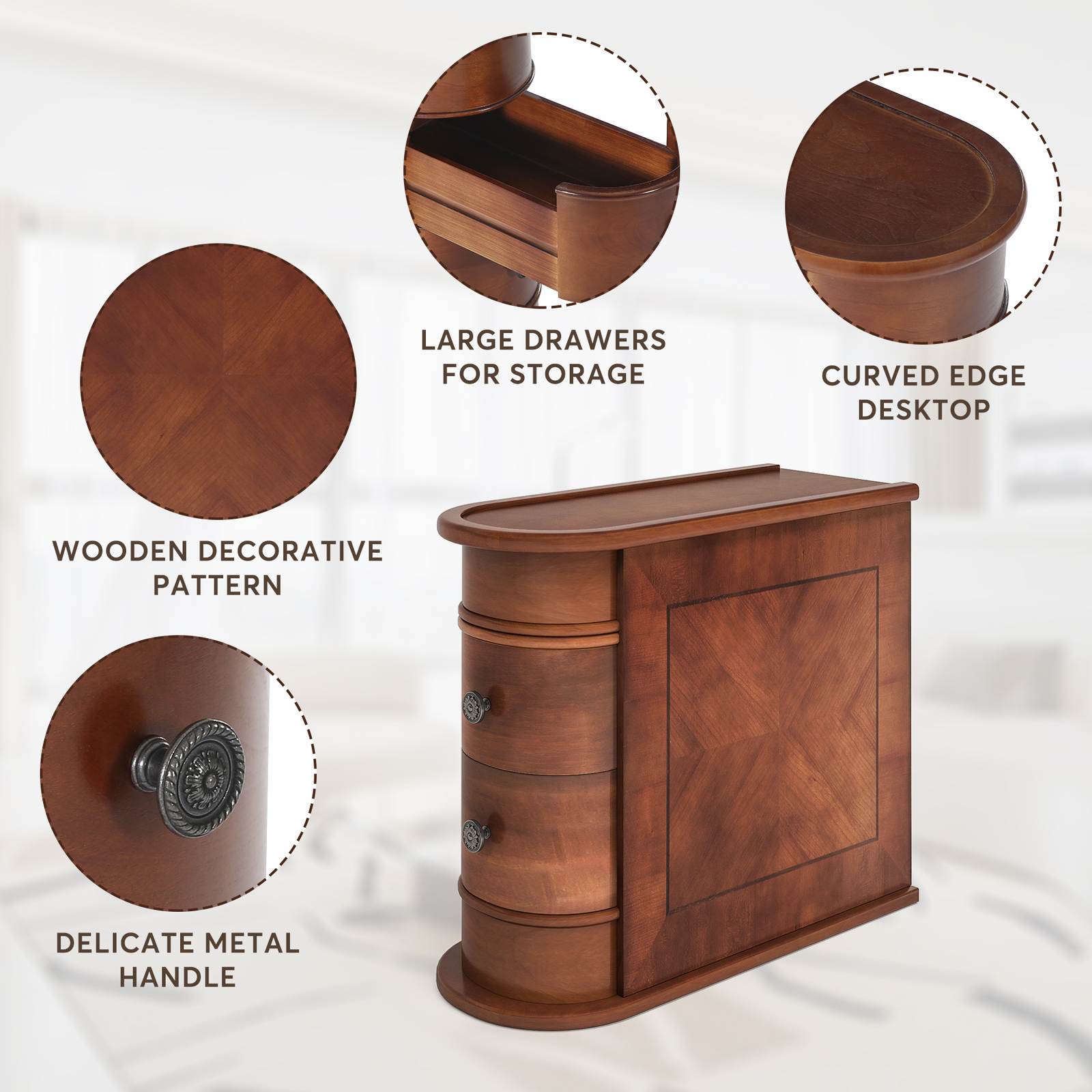 Tribesigns Narrow End Table Sofa Side Table Slim Wood Nightstand with 2 Drawers