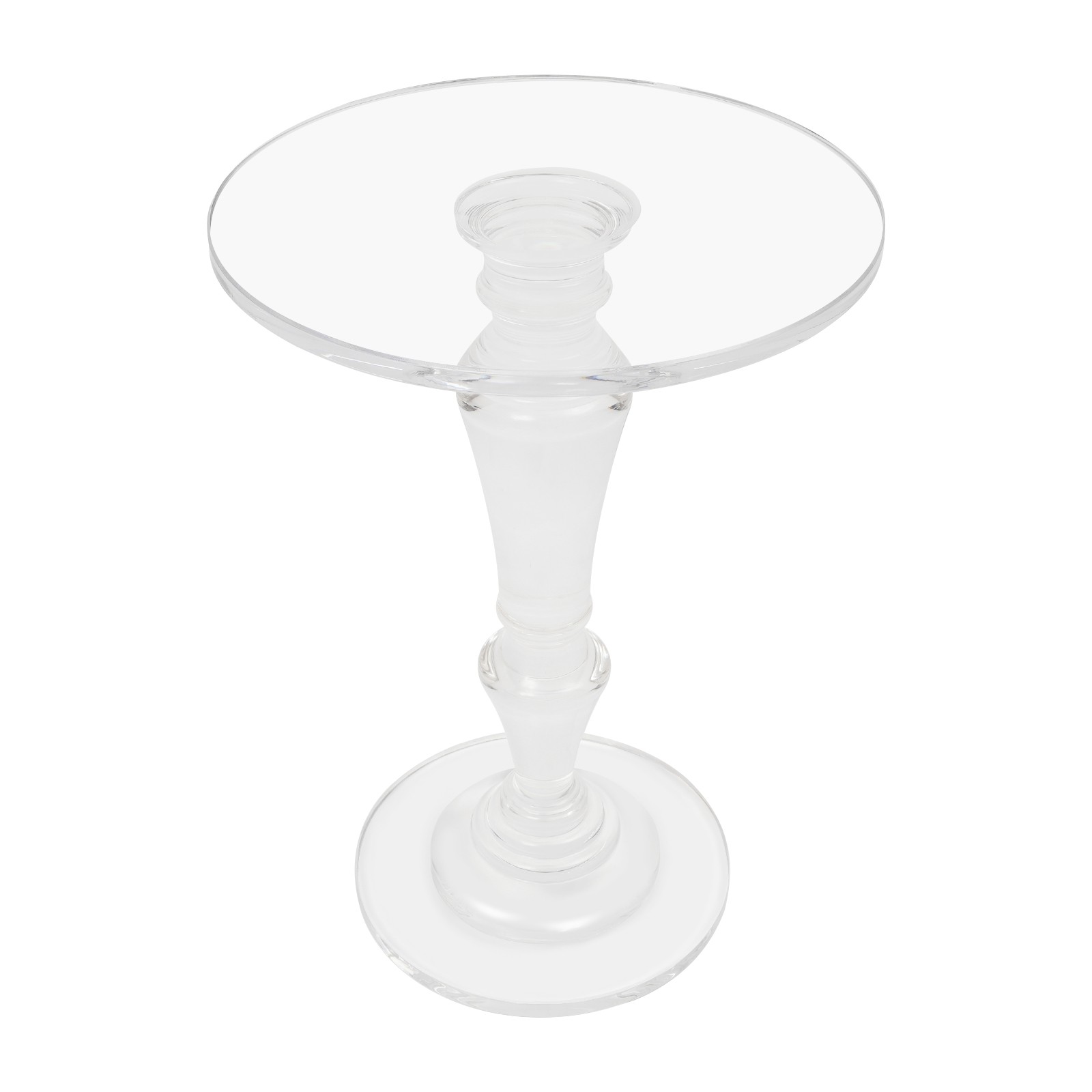 Clear Acrylic Side Table Round Ende Table Drink Table for Small Space 13.8″x19”