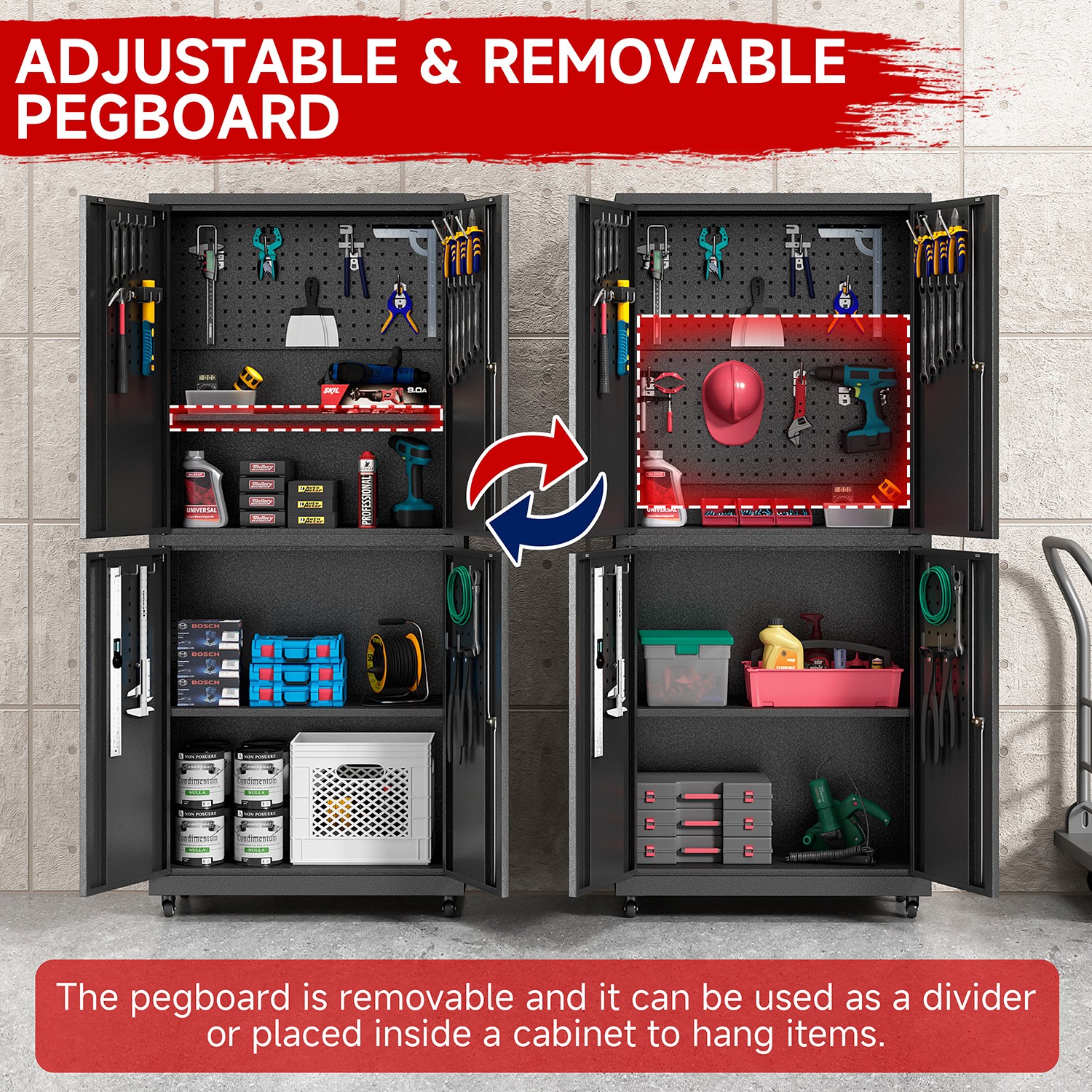 Rolling Tool Boxes Storage Cabinet On Wheels With 4 Doors Lockable Cabinet Wheel