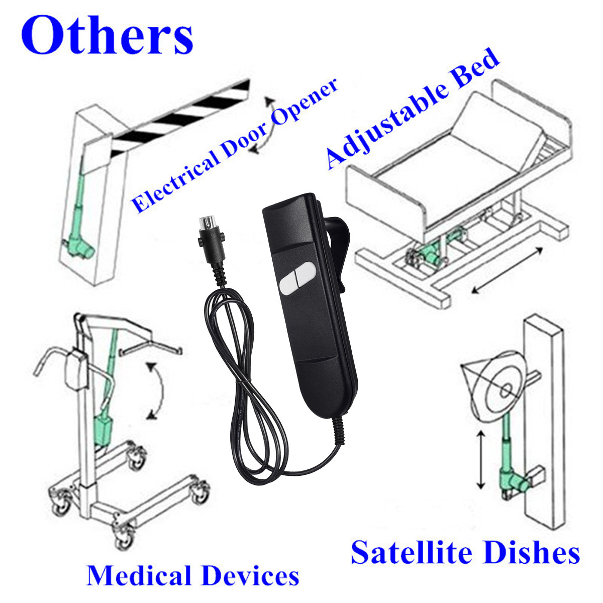 Recliner Remote 2 Button 5 Pin F Electric Power Lift Sofa Chair Hand Controller