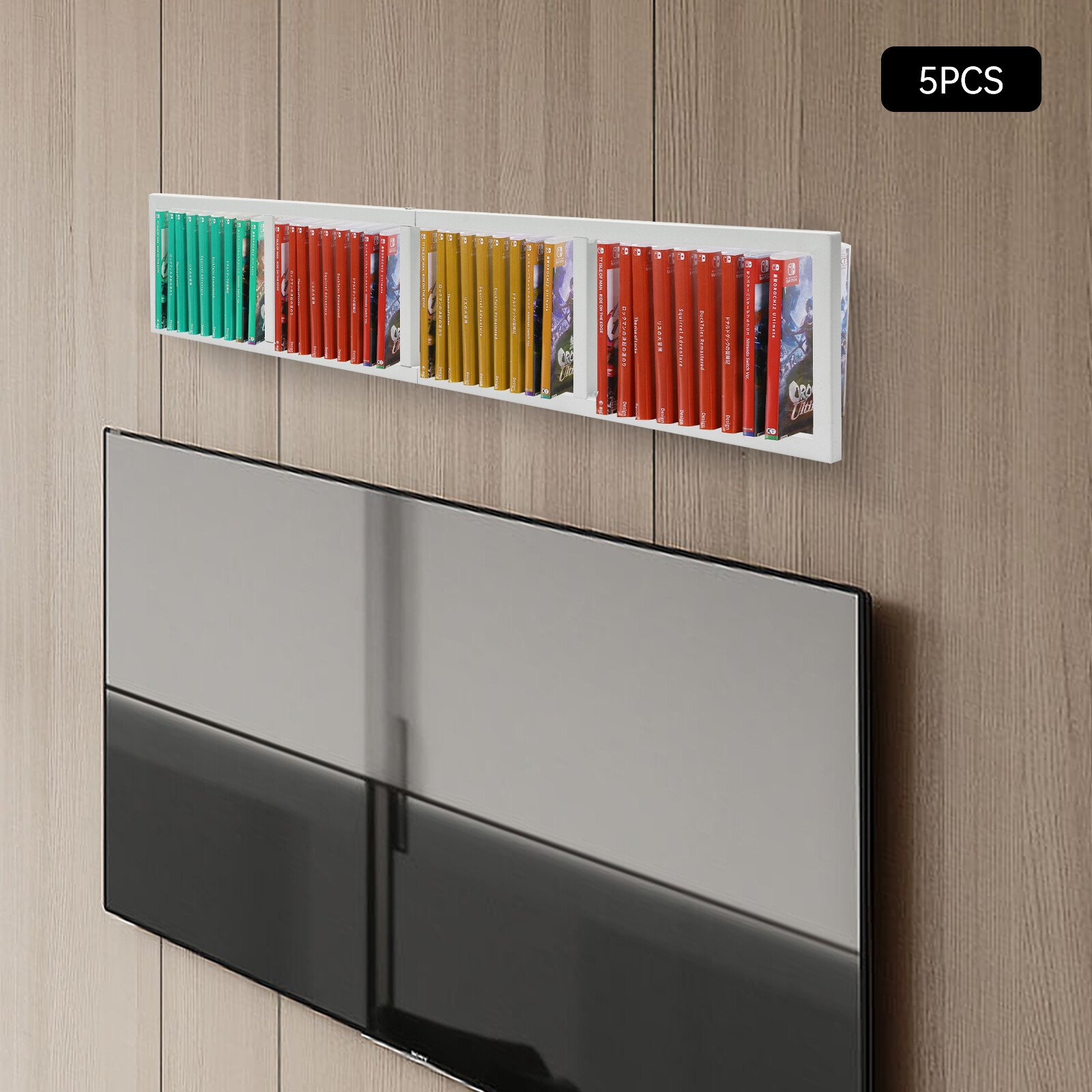5 PCs 34 In Wall Mount Media Storage Rack CD DVD Organizer Metal Floating Shelf