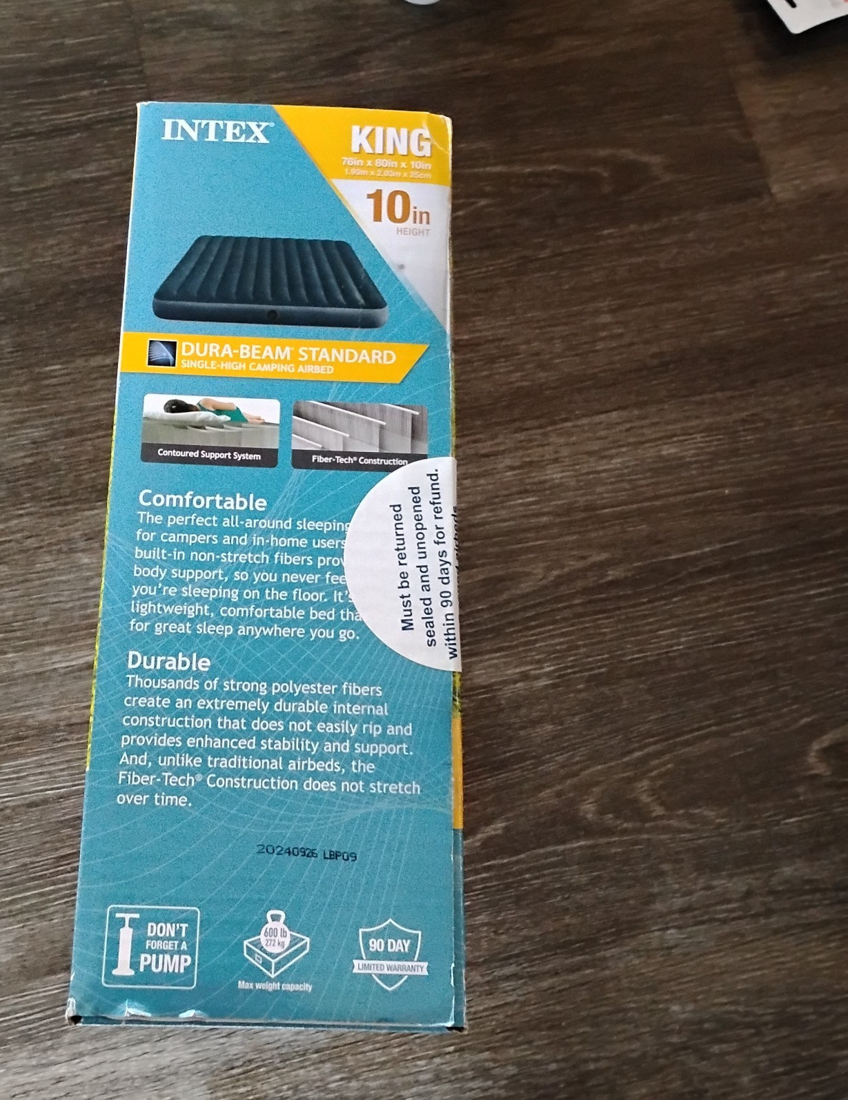 Intex 10″ King Standard Dura-Beam Airbed Mattress – Pump Not Included