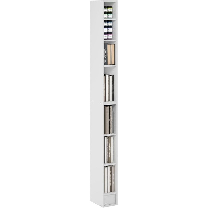 Tall Slim Modern Bookshelf 6 Open Shelves Sturdy Space Saving Storage Unit New