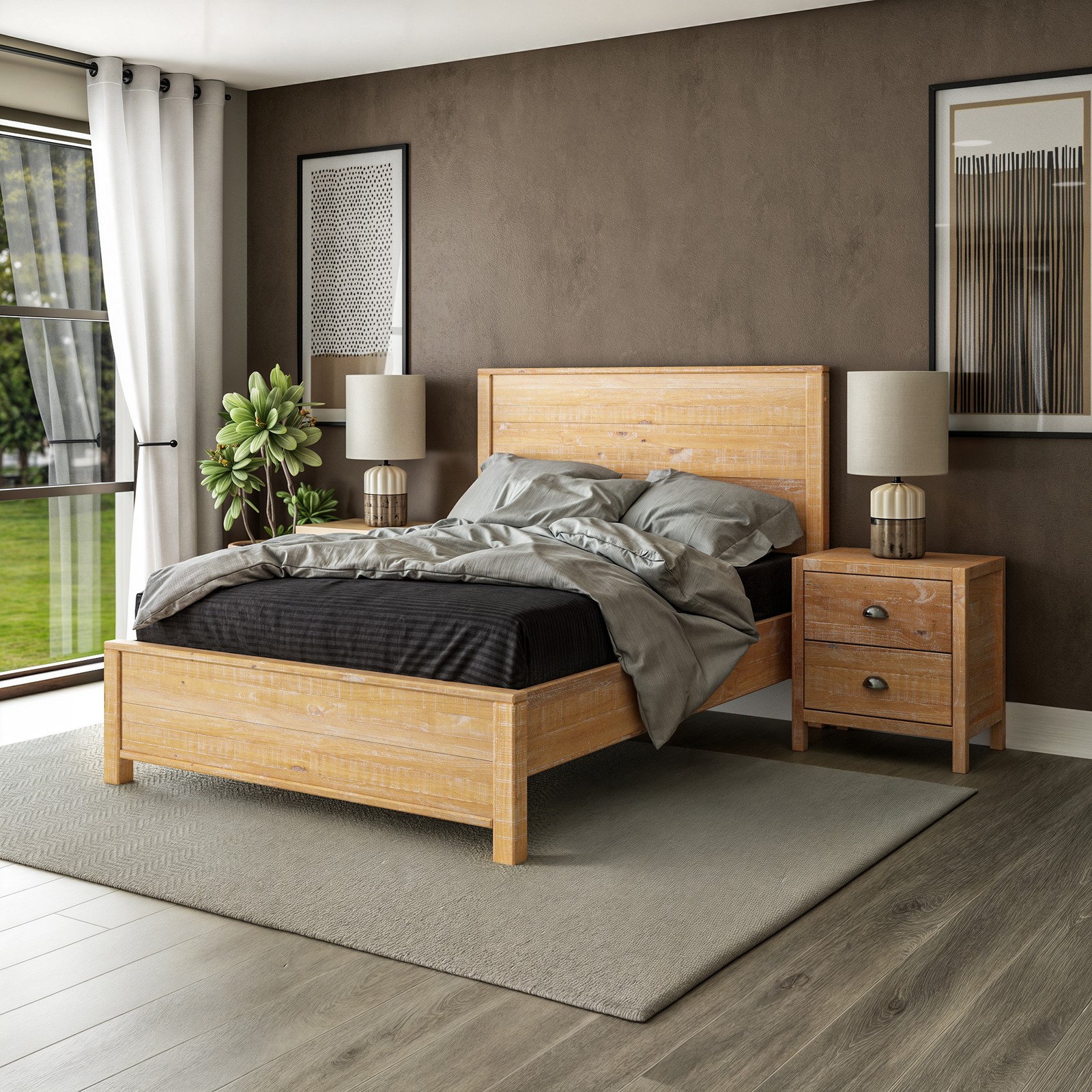 Standard Baja Solid Wood Bed – Full Size – Barnwood Finish