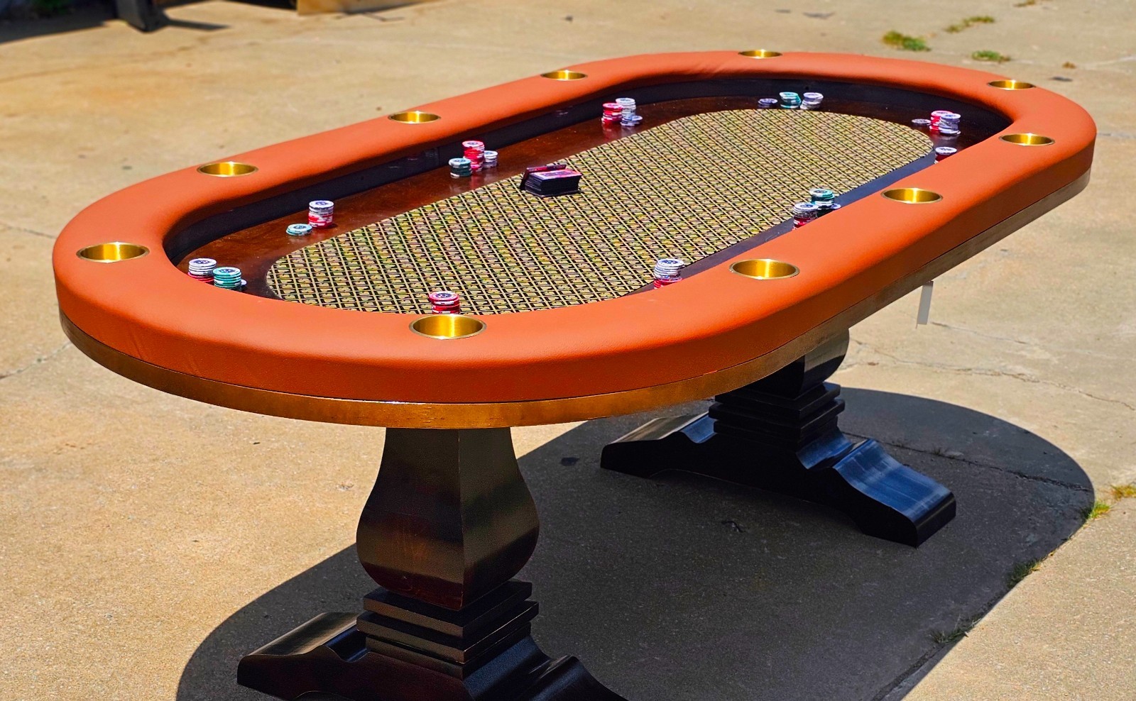 Custom Full Size Poker Table W/ Removable Dining Table Top Leds