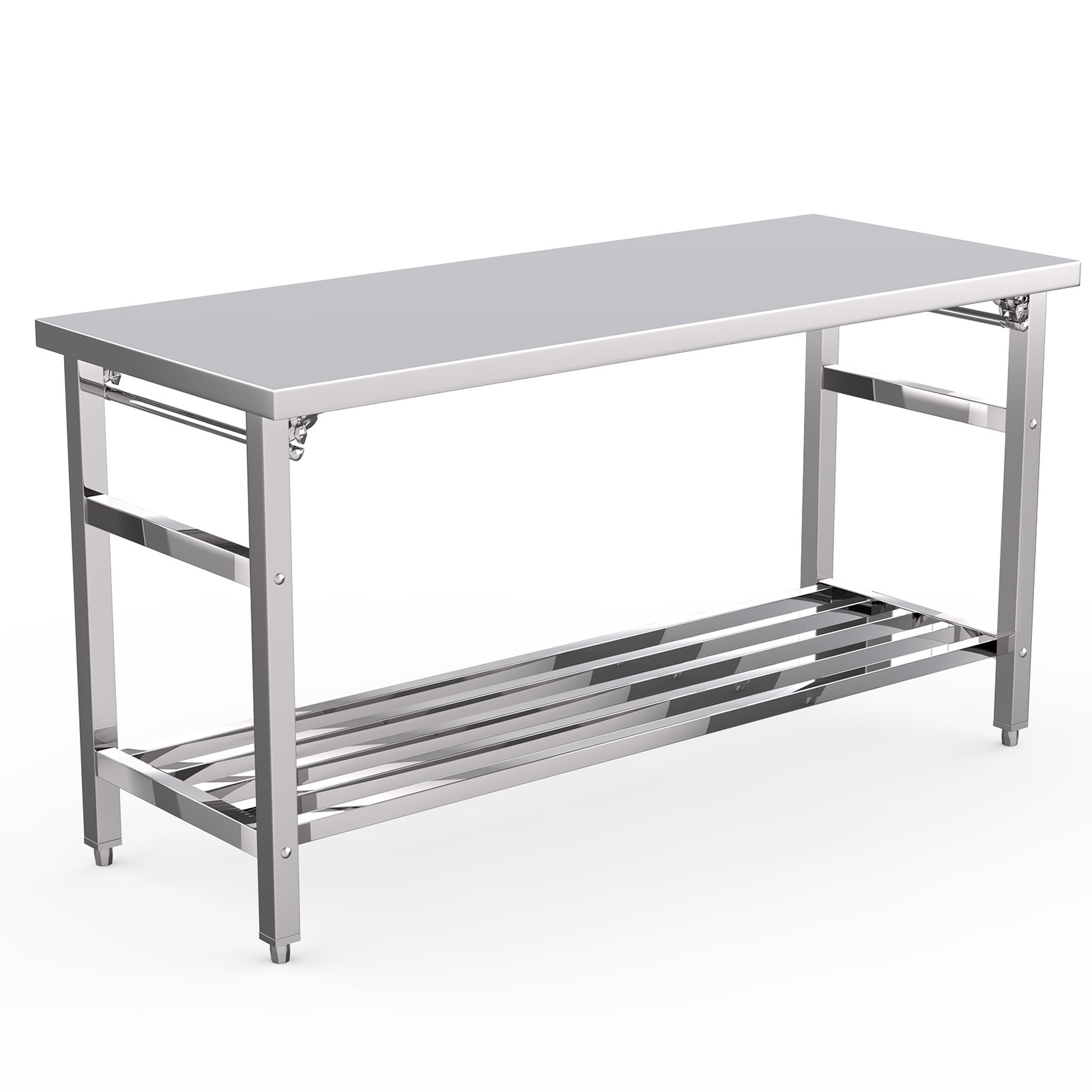 Stainless Steel Foldable Double Layer Workbench for Restaurant, Home 60x24x32”