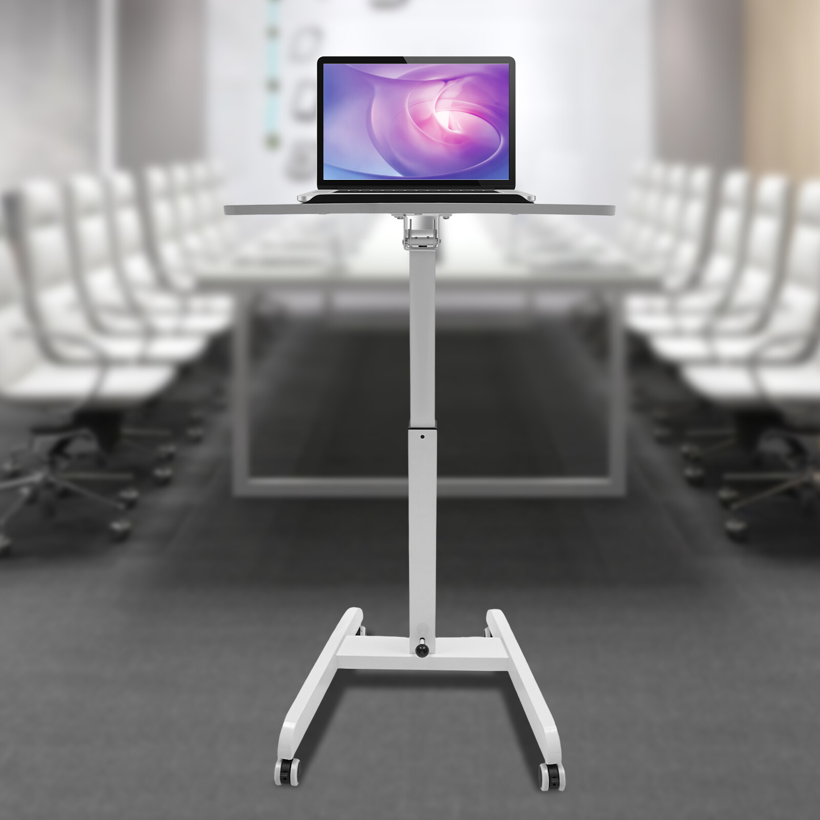 Adjustable Height Standing Desk Rolling Laptop Cart Mobile Podium Tilt w/ Wheels