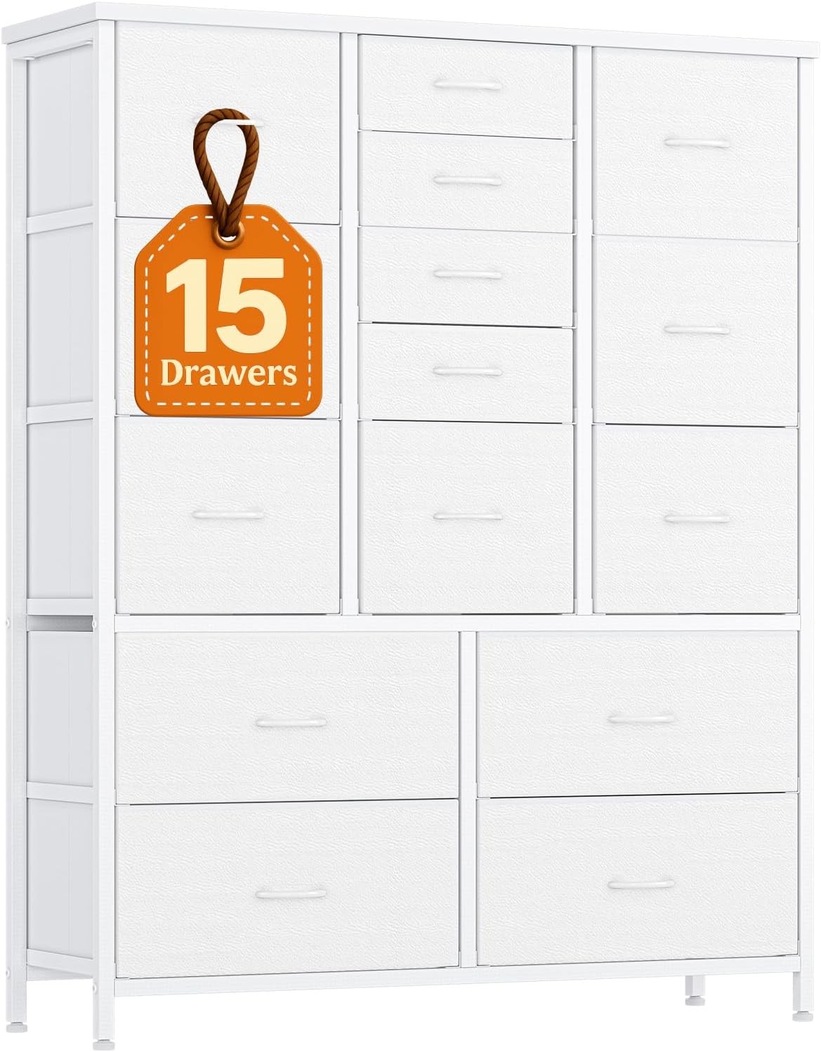 15 Drawers Dresser for Bedroom Chest Organizer Storage Tower with Fabric Bins