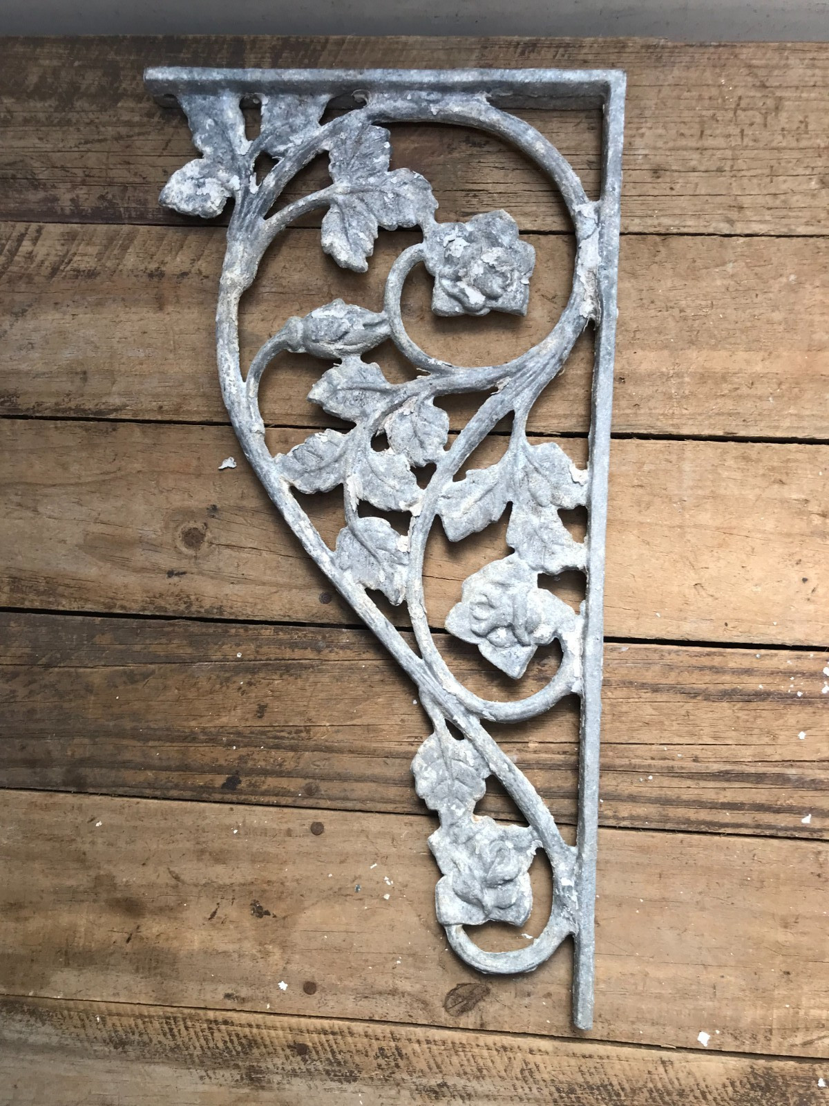 pair Large Victorian Flower & Vines style Cast Aluminum Shelf Brackets