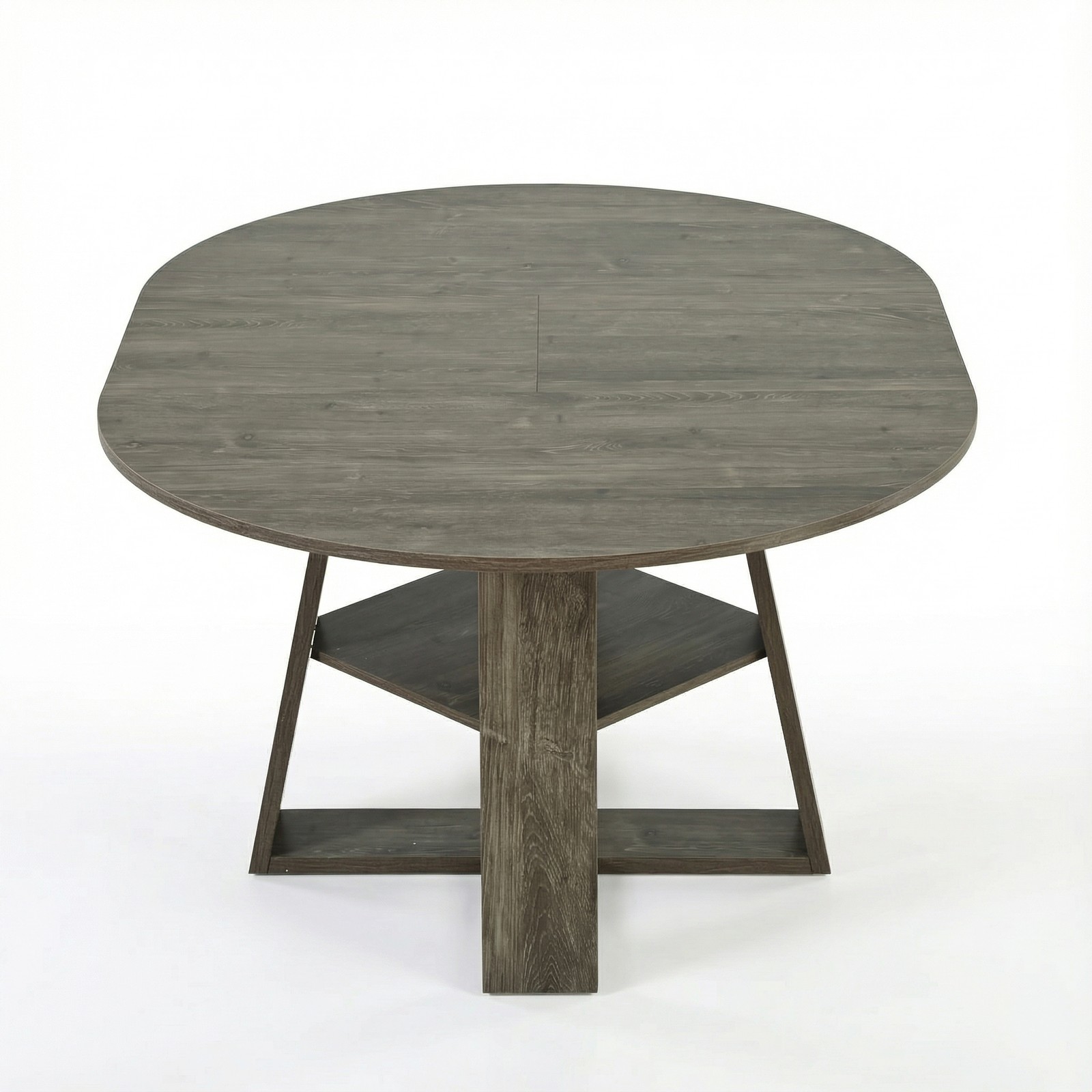 Extendable Round Dining Table 43.3″-59″ for 4-8 with Storage Shelf