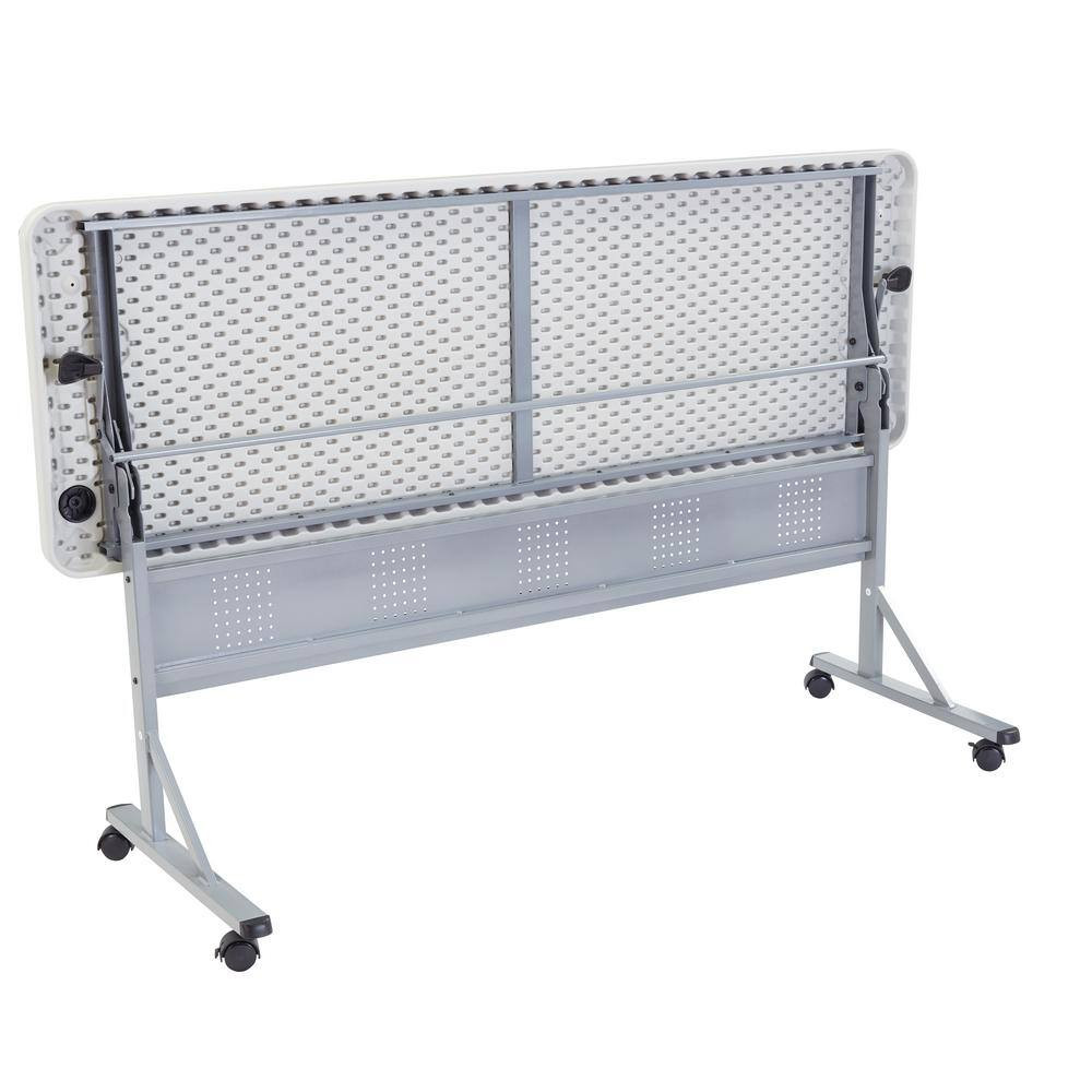 72 In. Grey Plastic Smooth Surface Folding Flip-N-Store Training Table