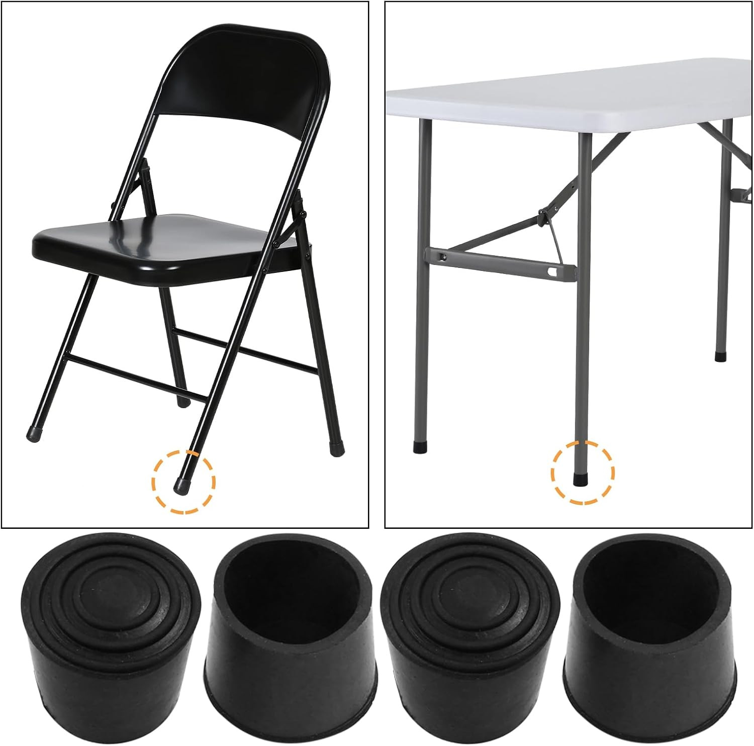 Round PVC Rubber Furniture Covers, 30mm / 1-1/8 Inches Table Chair Leg Tip Prote