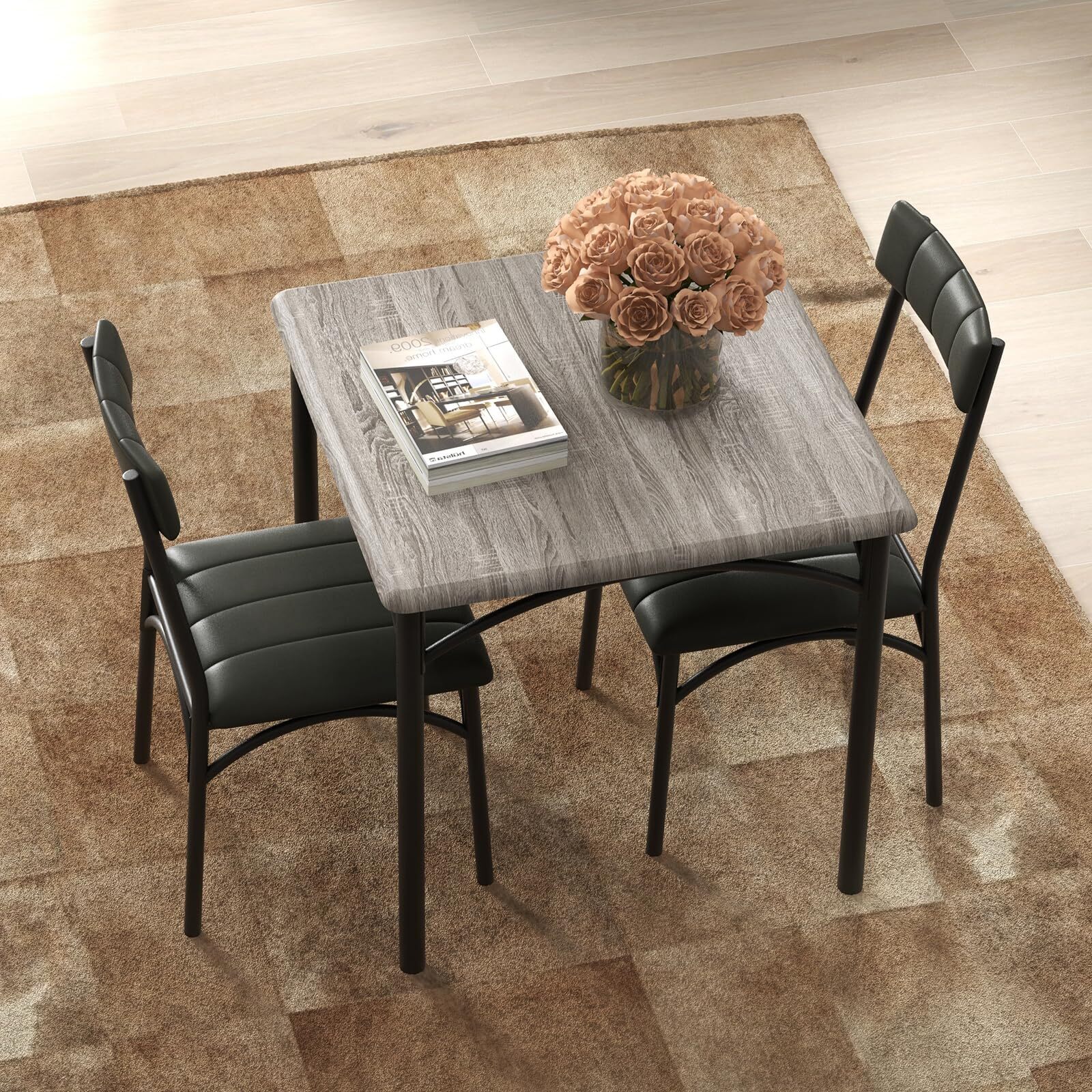 3-Piece Table and Chair Set ,Dining Room Table and 2 Chair Kitchen Table Set New