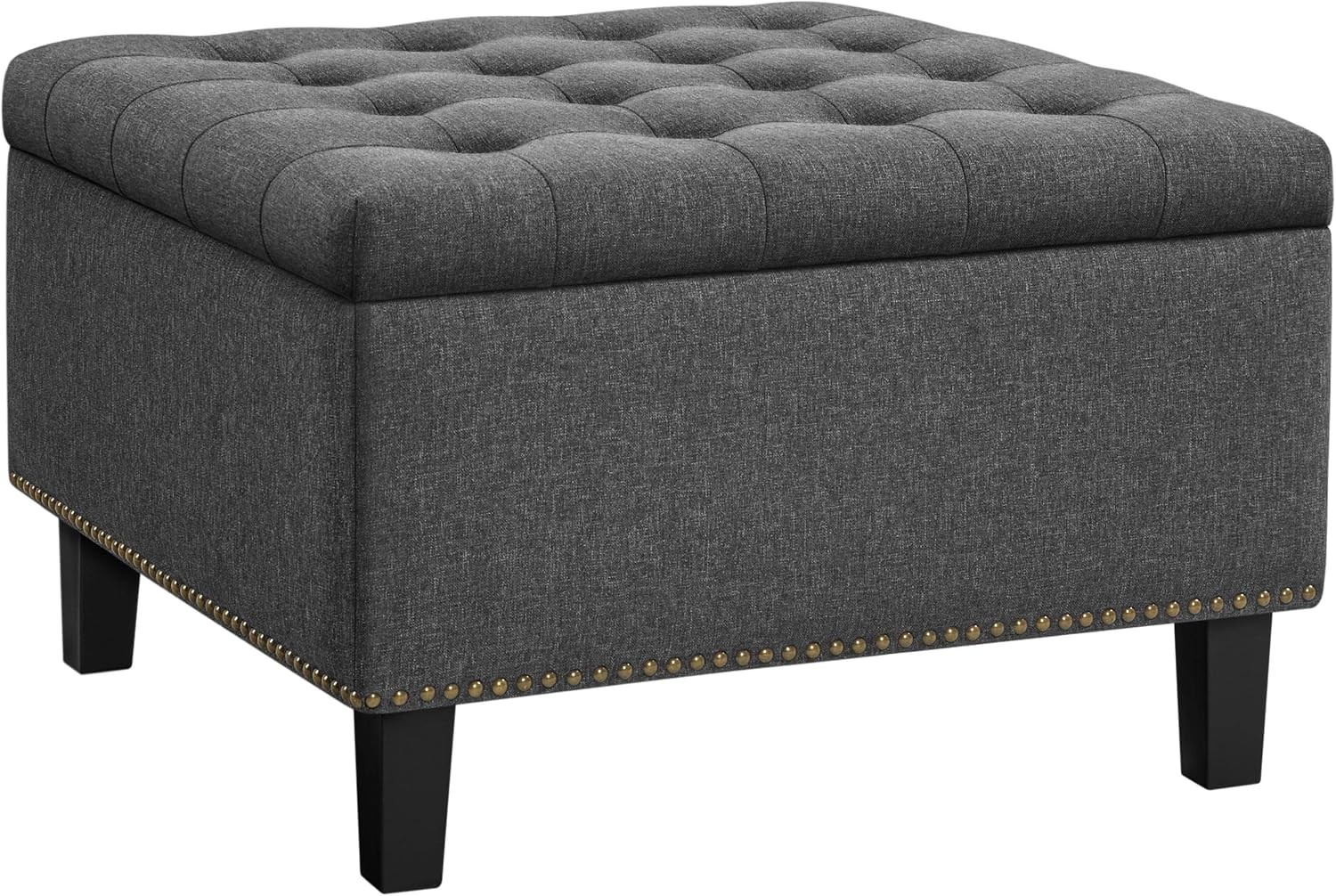 28″ Storage Ottoman Coffee Table Button Tufted Bench with Storage Dark Gray