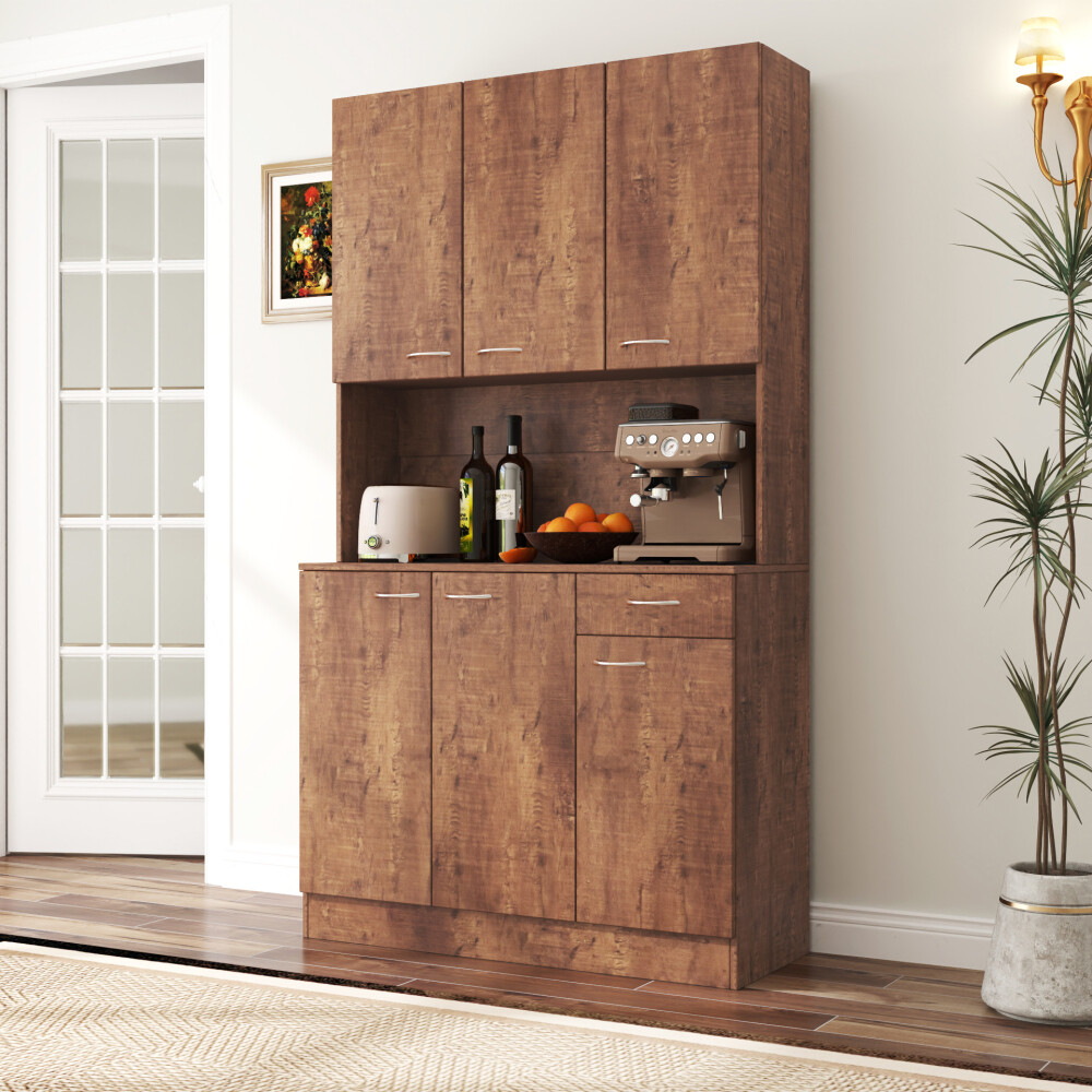 70.87″ Tall Wardrobe& Kitchen Cabinet, with 6-Doors, Open Shelves and 1-Drawer