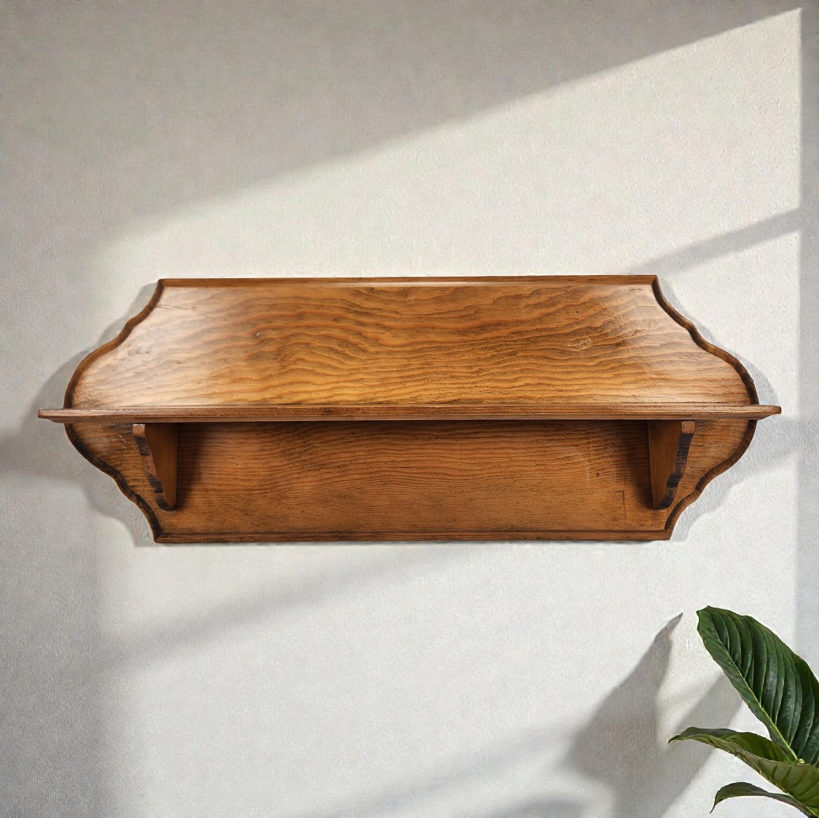 VTG Hanging Wood Display Shelf Wall Mounted Natural Grain Board Routed Edge 24″