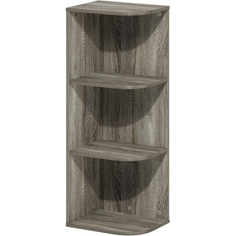 3-Tier Corner Bookshelf Space Saving Open Storage Sturdy Composite Wood Stand US