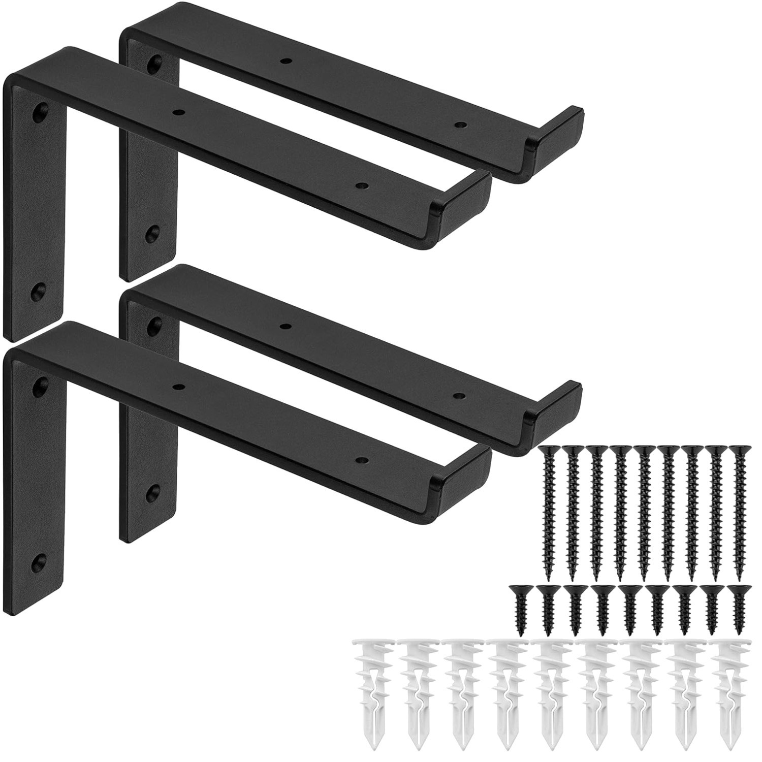 Heavy-Duty Steel Shelf Brackets for Farmhouse Decor, 4-Pack