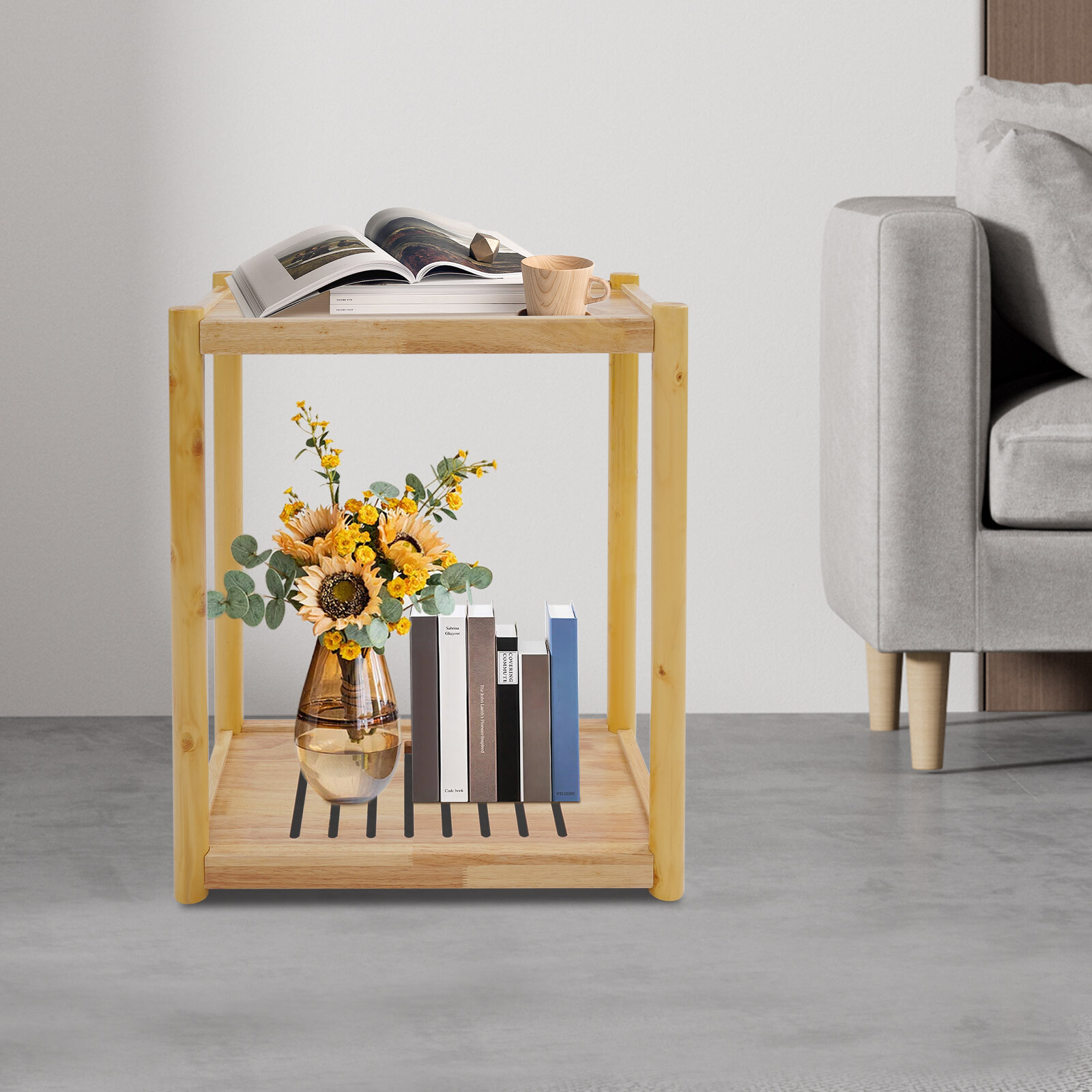 Wood Printer Stand Mobile Printer Table Under Desk Printer Cart 20kg/44lbs