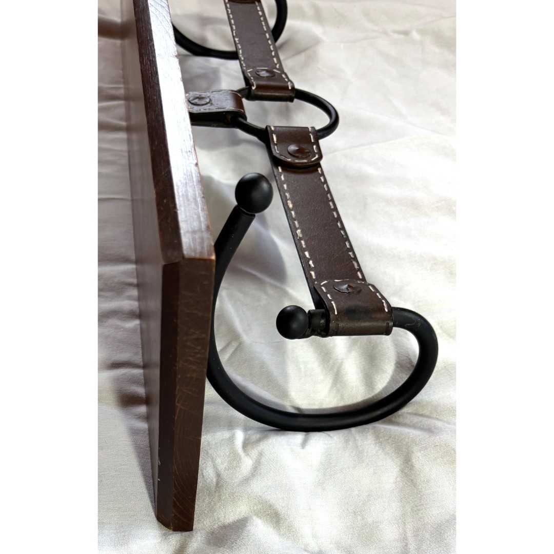 Vintage Western Brown Wall Mounted Shelf Metal Belt Cowboy Cowgirl Rustic