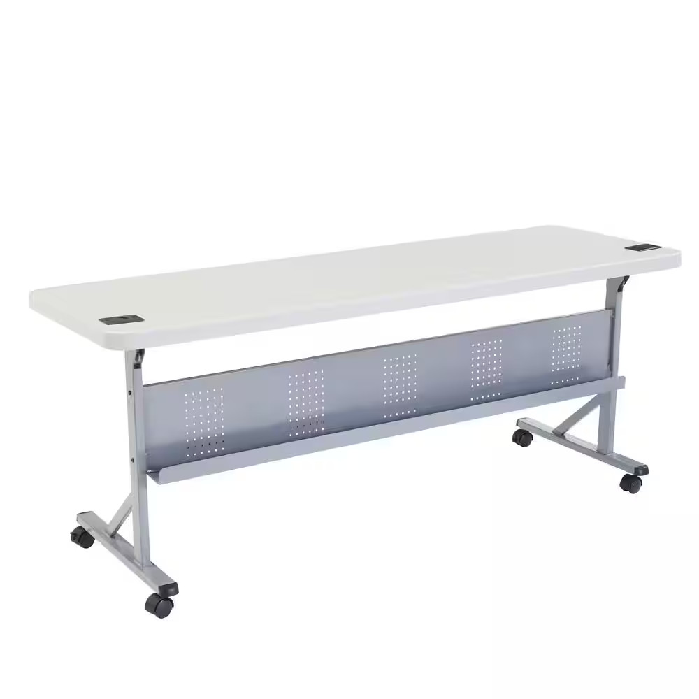 72 In. Grey Plastic Smooth Surface Folding Flip-N-Store Training Table