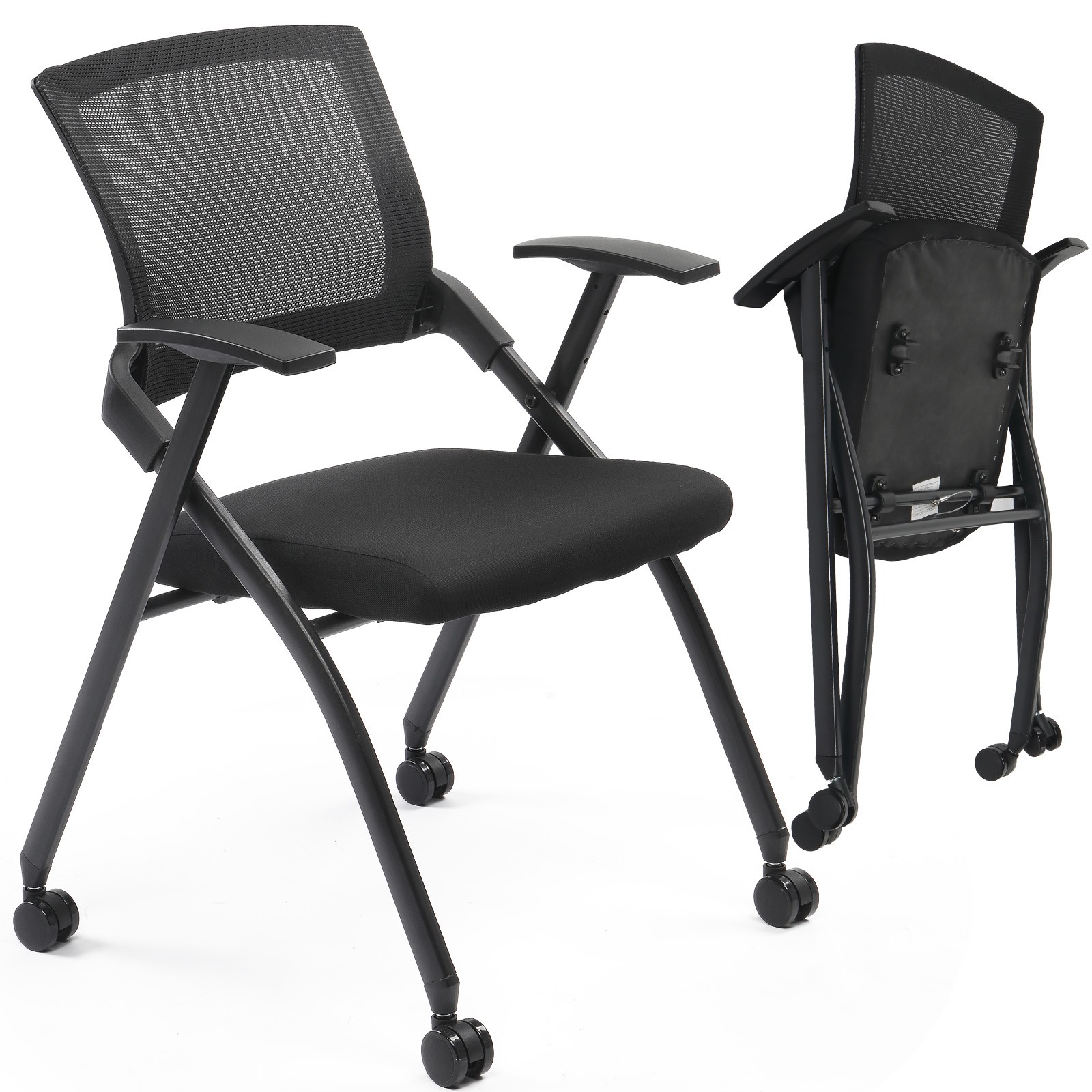 1 Pack Stackable Conference Room Chairs with Wheels, Folding Office Chair