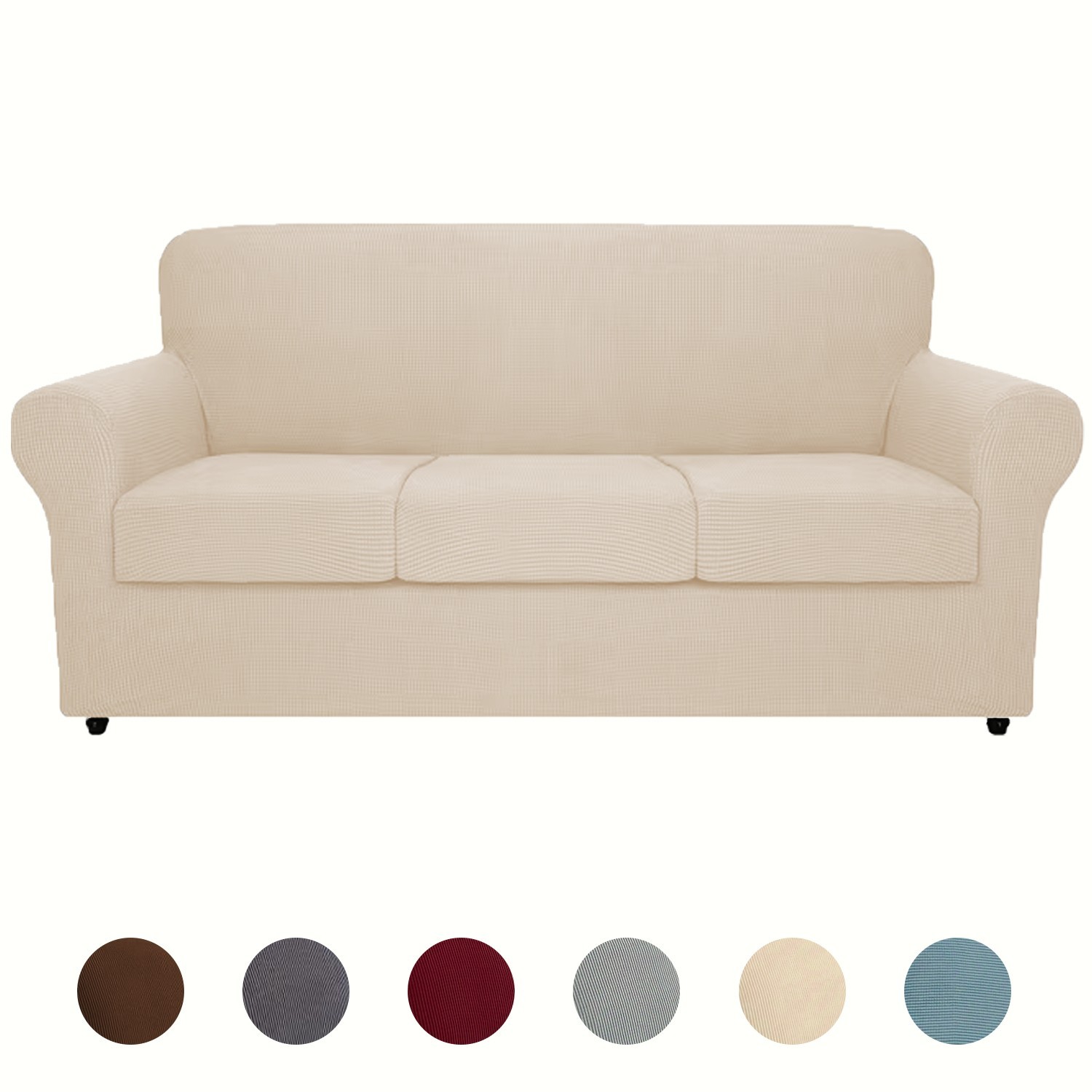 Three-piece cornflake-patterned elastic fabric armchair cover, including seat co