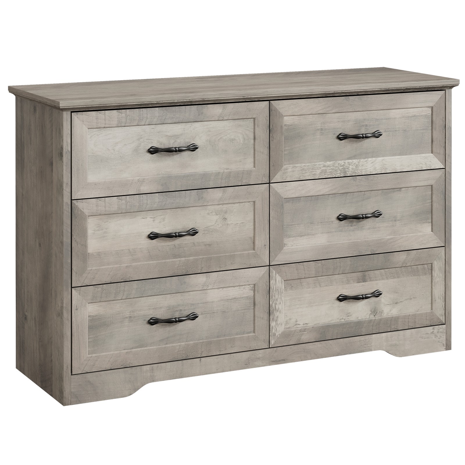 47.2” Farmhouse 6 Drawer Dresser Wood Chest of Drawers Storage Organizer