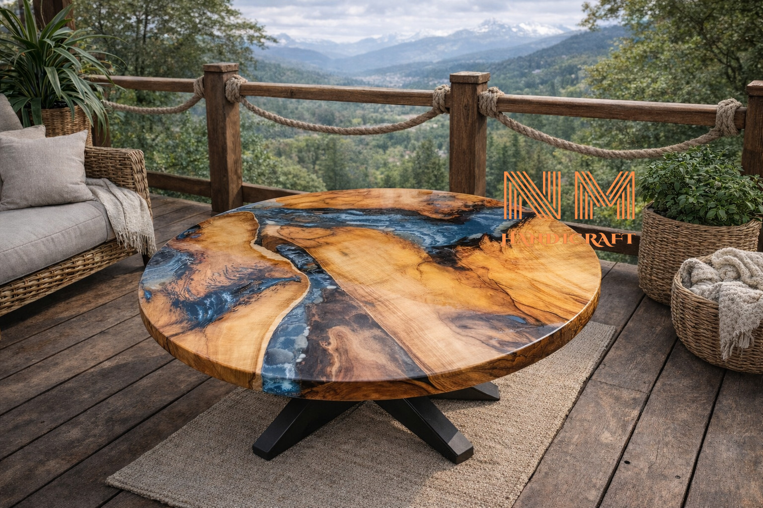 Round Epoxy Table, Resin Dining table, Live Edge Wood Table custom design
