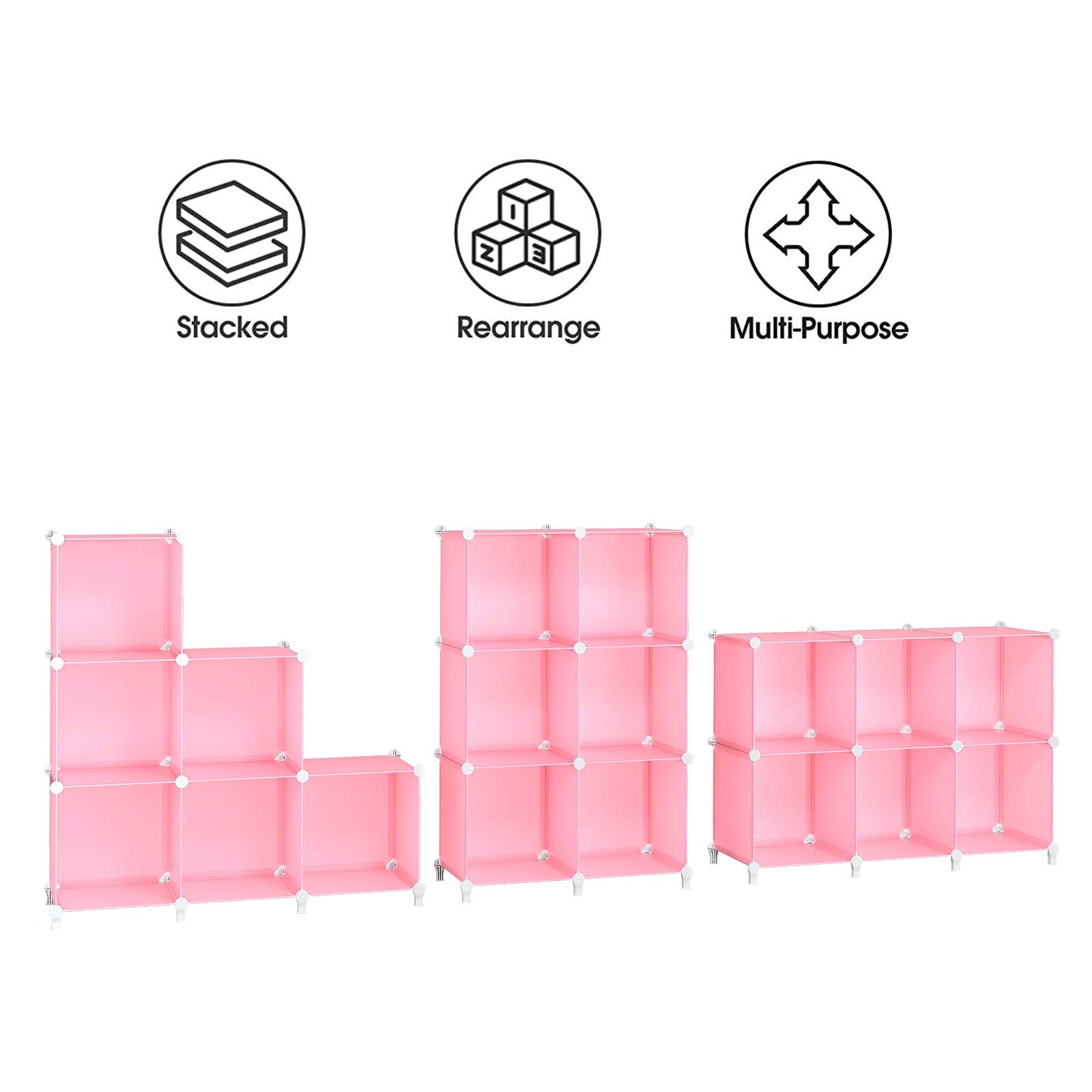 Light Pink 6Cube Storage Shelf Bookcase Cabinet 11.8×11.8×11.8 Inch Closet