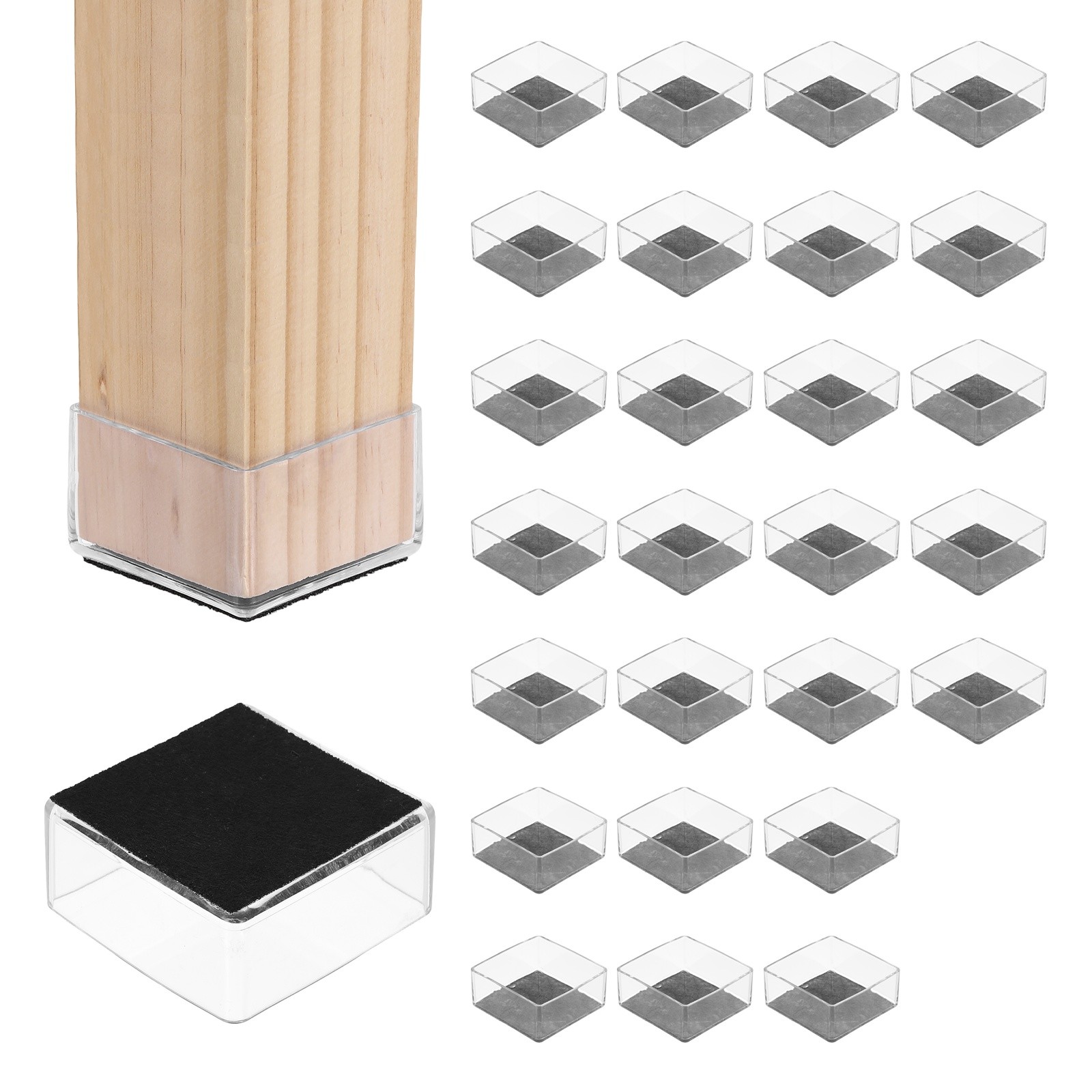 28Pcs Square Chair Leg Protectors, 2.76″ Furniture Leg Pads