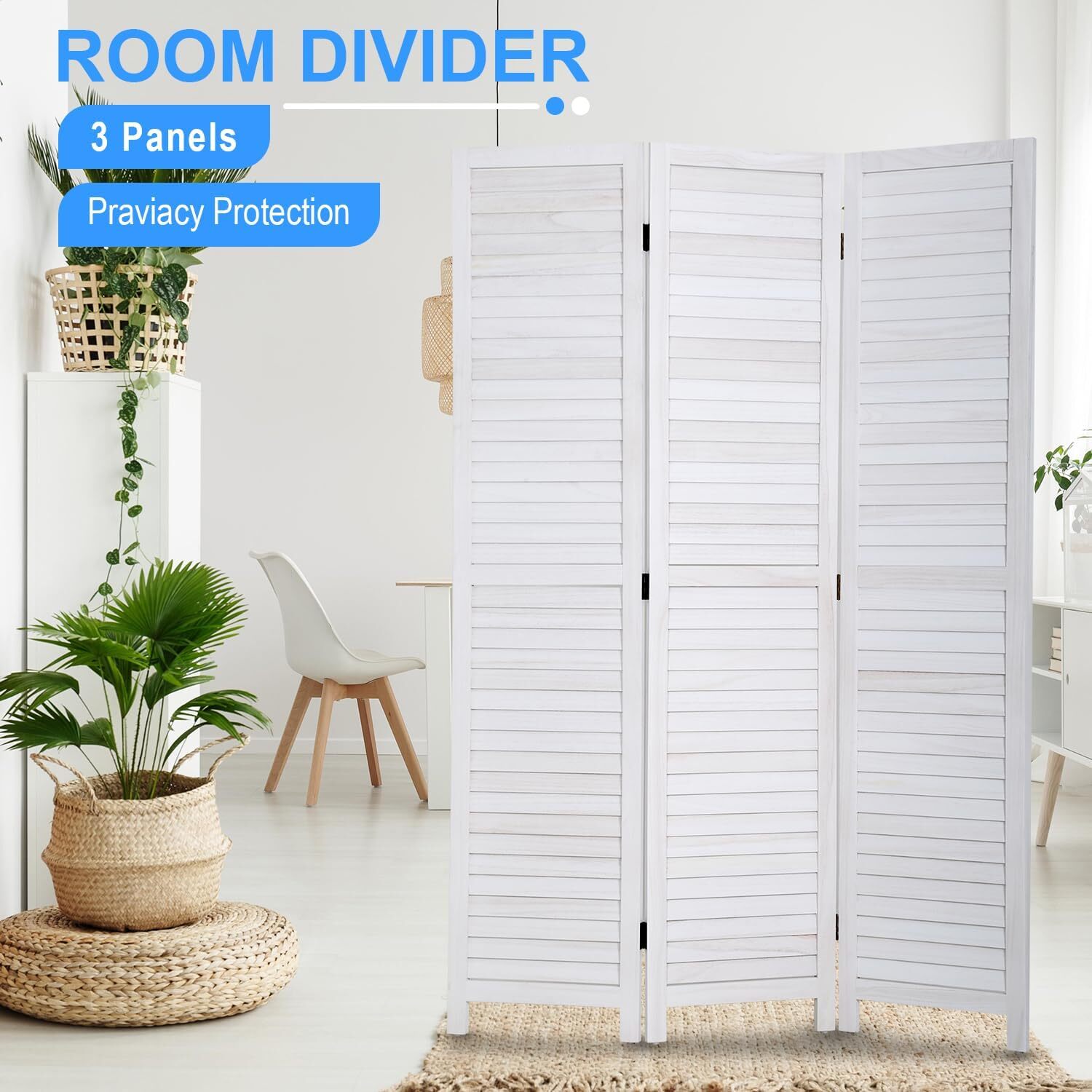 3 Panel Room Divider Privacy Screen 4.3 Ft Tall Privacy Wall Divider Wood Screen