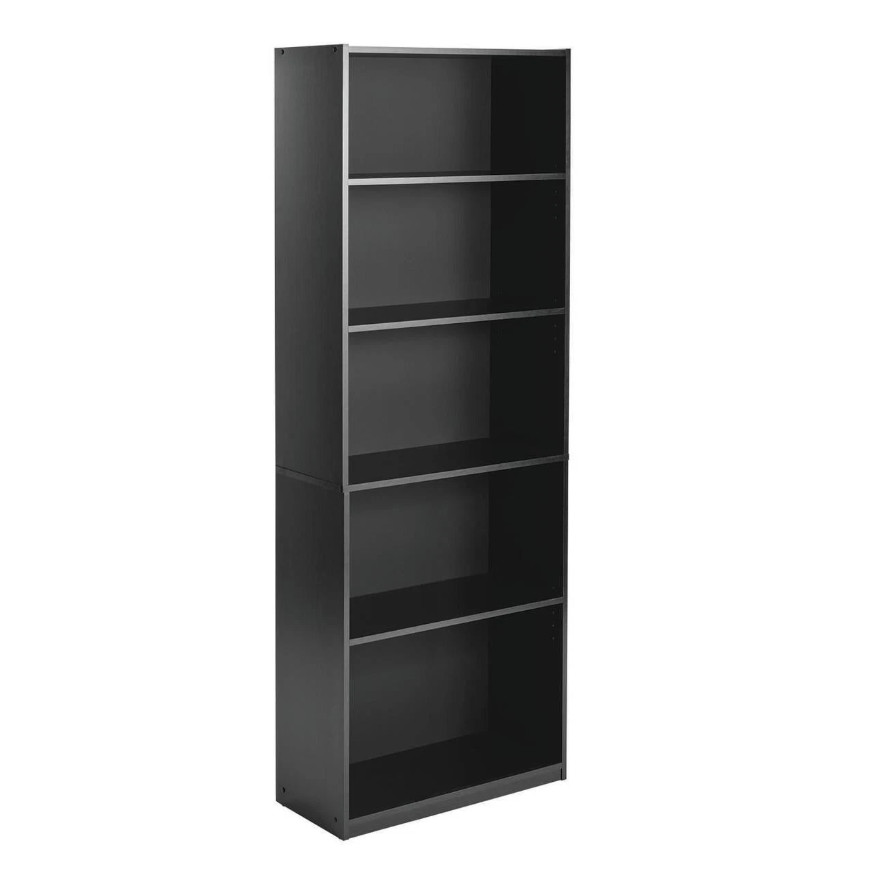 71″ Tall Adjustable 5-Shelf Wood Bookcase Storage Shelving Book Wide Bookshelf