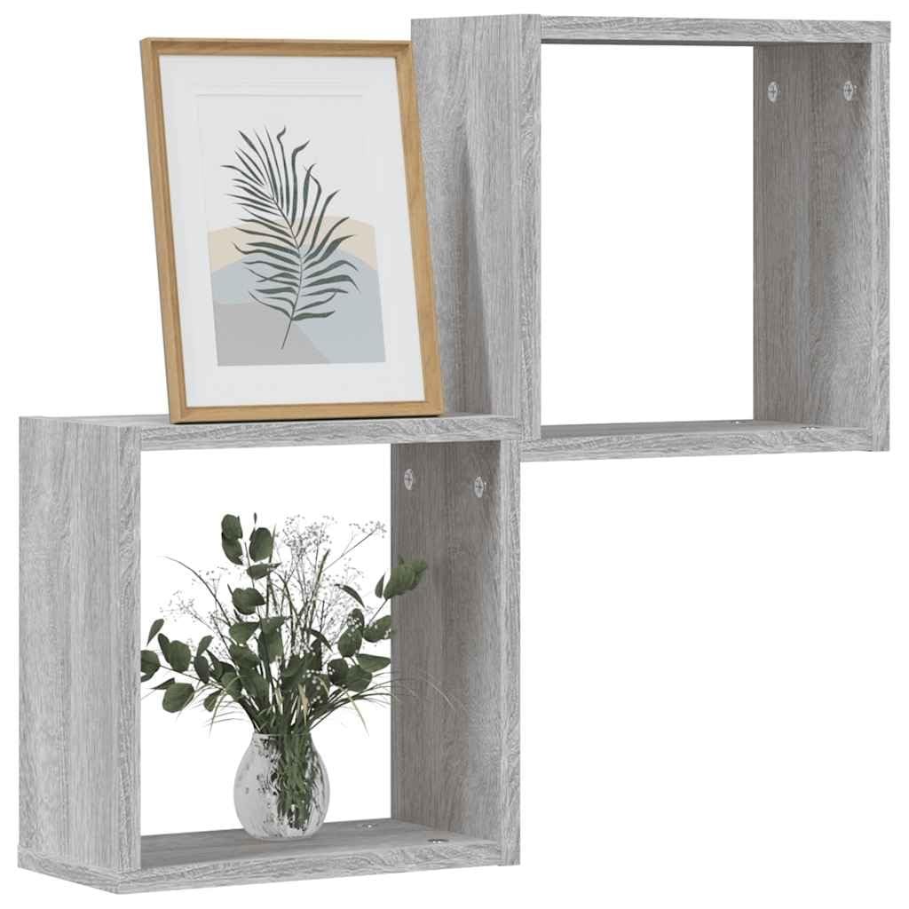 Modern Wall Cube Shelves Set of 2 Gray Sonoma 11.8X5.9X11.8 in Storage Floati…