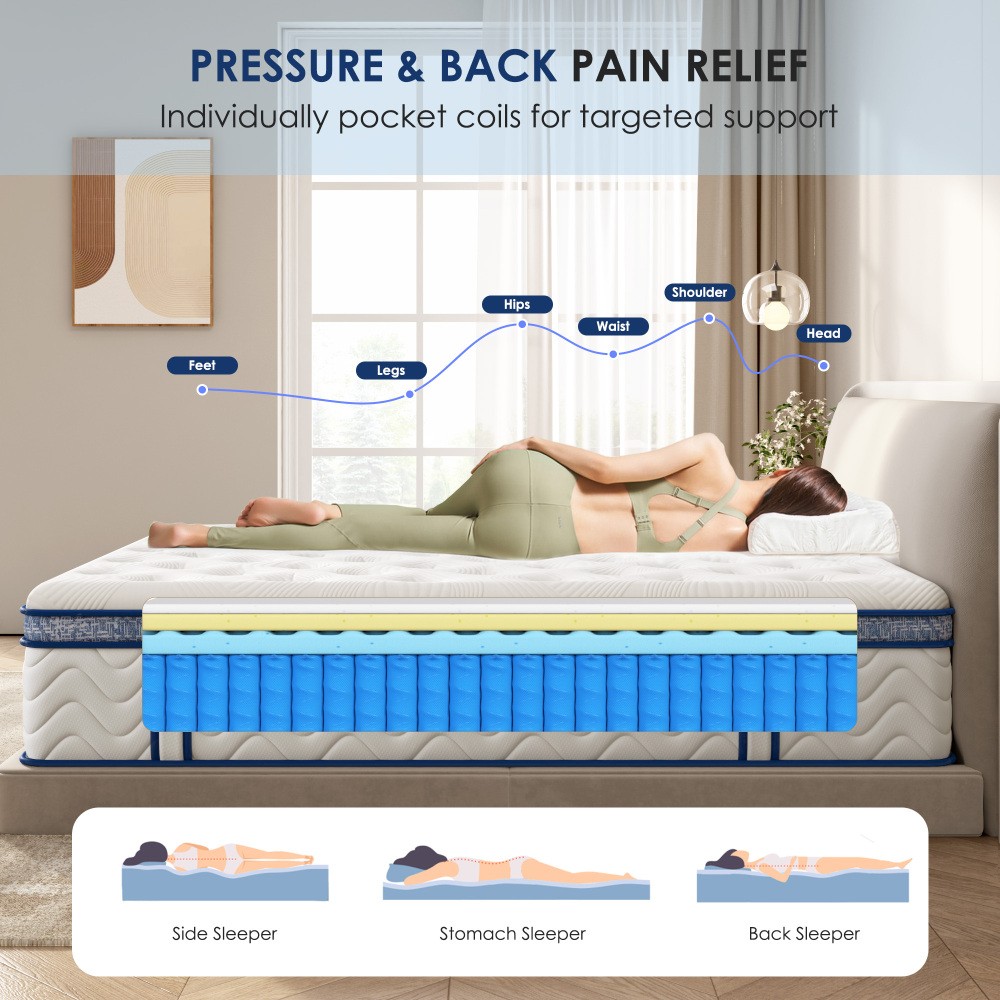 Hybrid Mattress 10″ / 12 ” King Queen Mattress,Individually Pocketed Innerspring