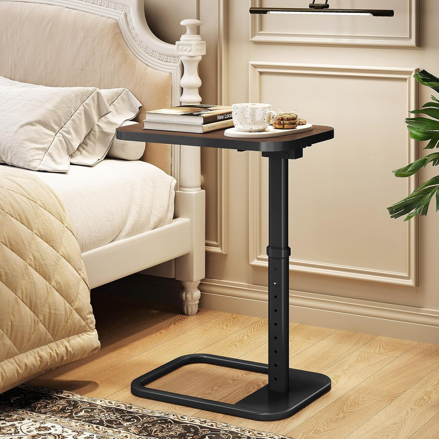 TV Tray Table, Adjustable Height & Rounded Metal Corners, Snack Table for Couch